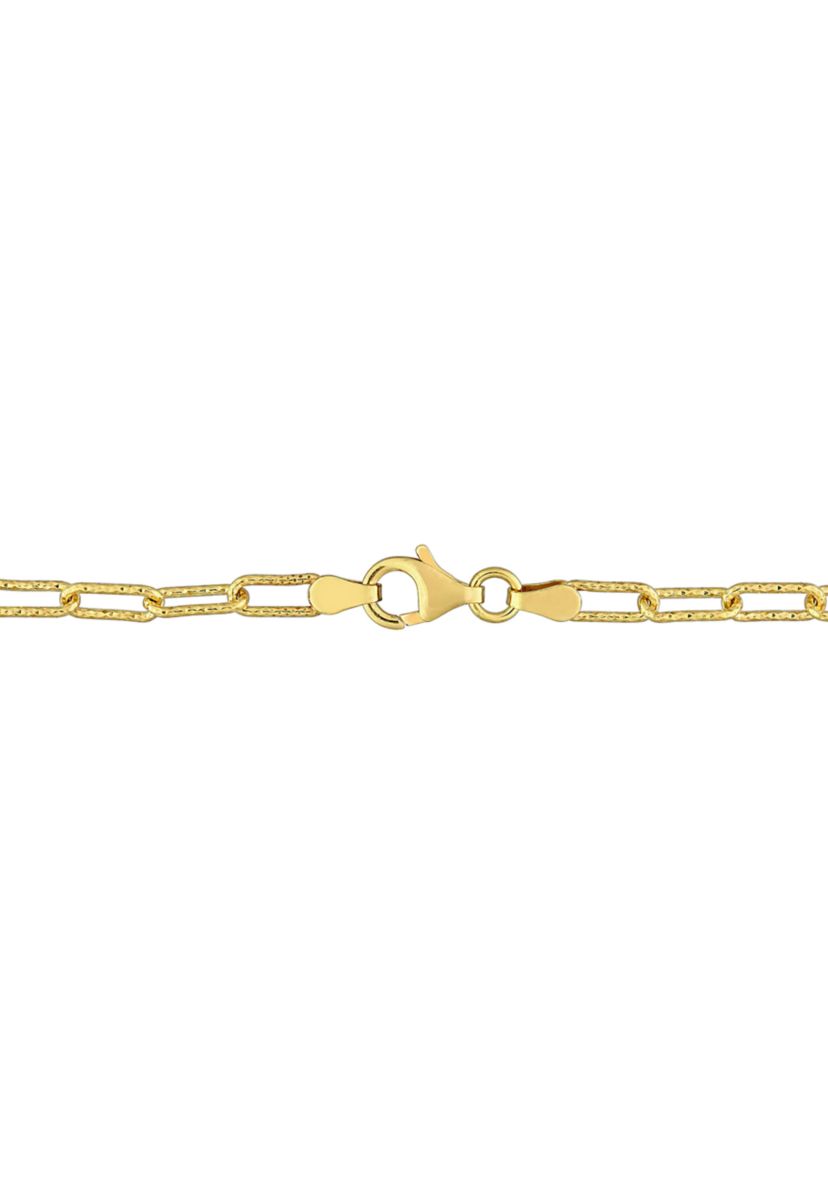 18k Yellow Gold Plated Sterling Silver 3.5mm Fancy Paperclip Chain Bracelet, 7.5"