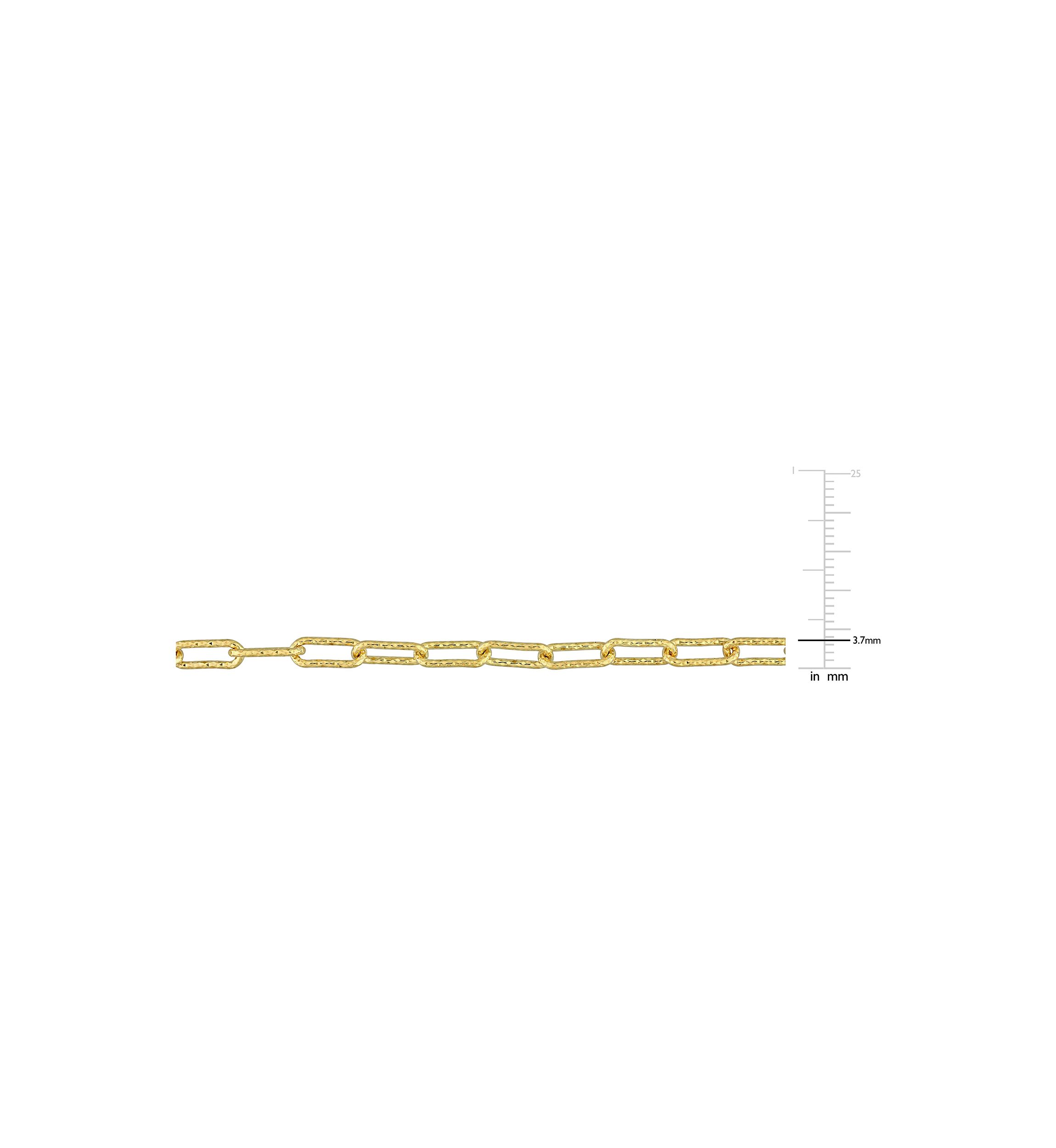 18k Yellow Gold Plated Sterling Silver 3.5mm Fancy Paperclip Chain Bracelet, 7.5"