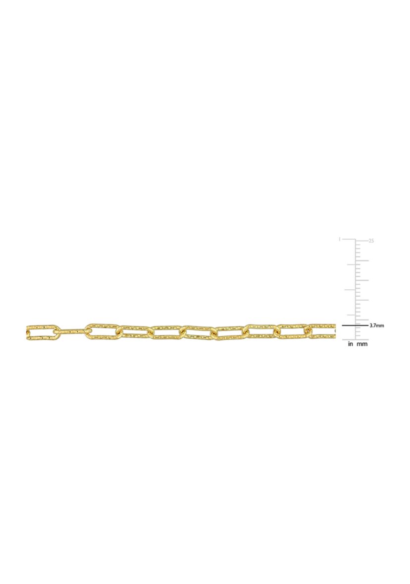18k Yellow Gold Plated Sterling Silver 3.5mm Fancy Paperclip Chain Bracelet, 7.5"