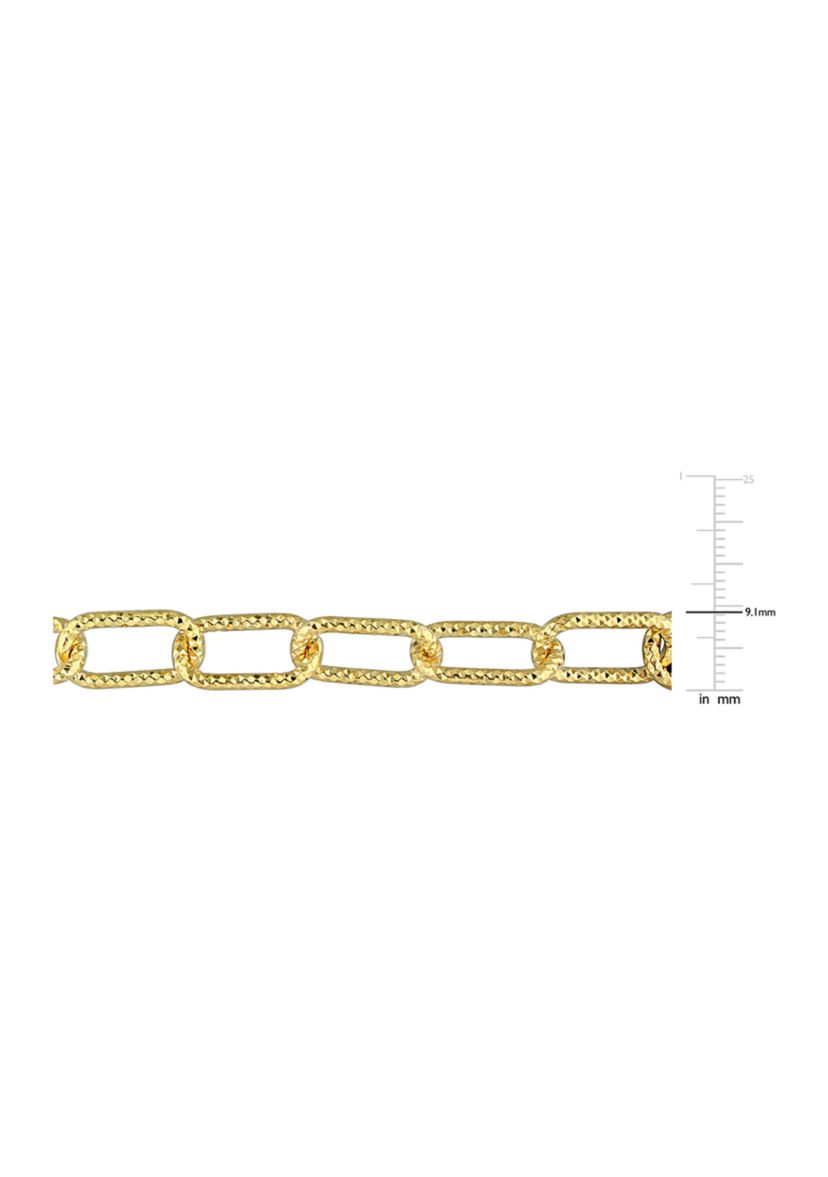 18k Yellow Gold Plated Sterling Silver 9mm Fancy Paperclip Chain Bracelet, 7.5"