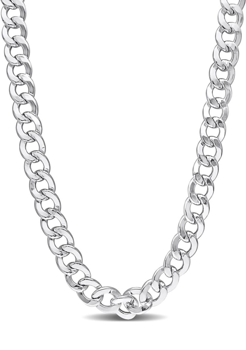 Sterling Silver 12.5mm Curb Link Chain Necklace