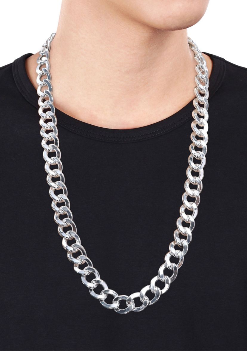 Sterling Silver 12.5mm Curb Link Chain Necklace