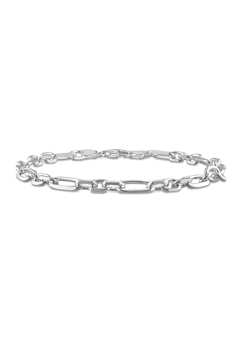 Sterling Silver 6mm Figaro Chain Bracelet, 9"