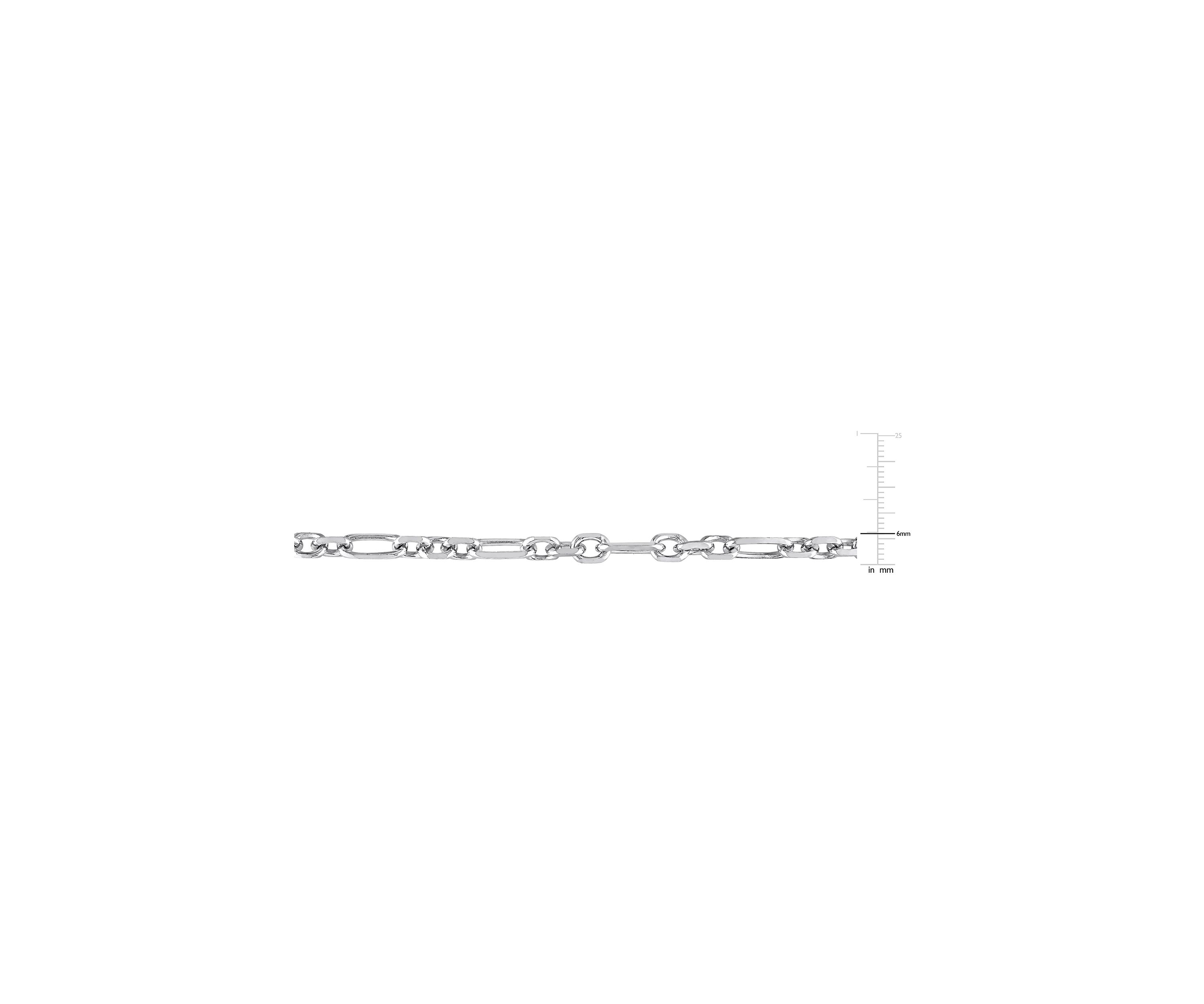 Sterling Silver 6mm Figaro Chain Bracelet, 9"