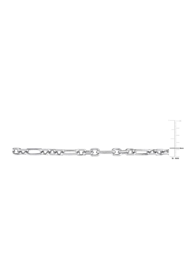 Sterling Silver 6mm Figaro Chain Bracelet, 9"