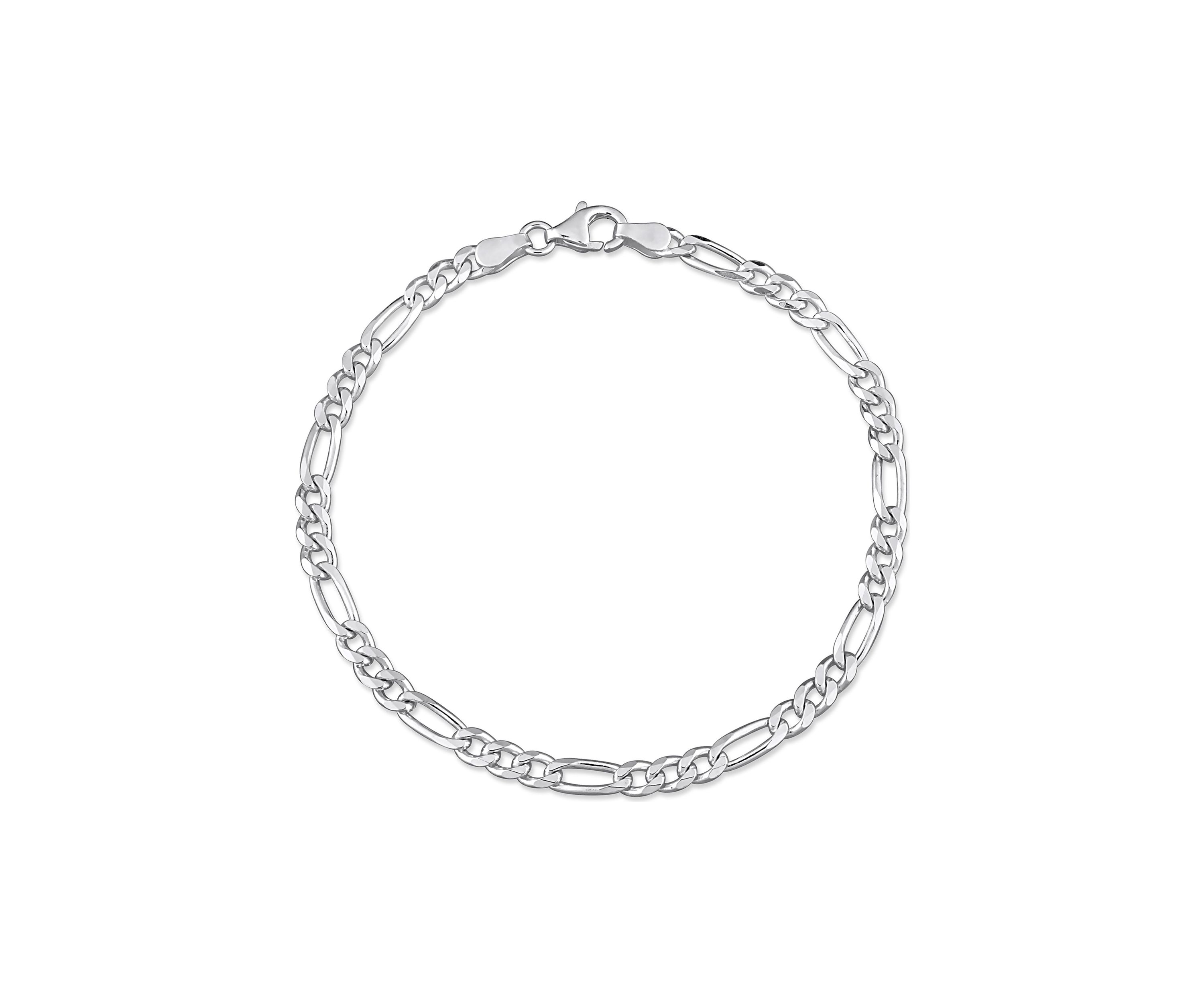 Sterling Silver 3.8mm Figaro Chain Bracelet, 7.5"