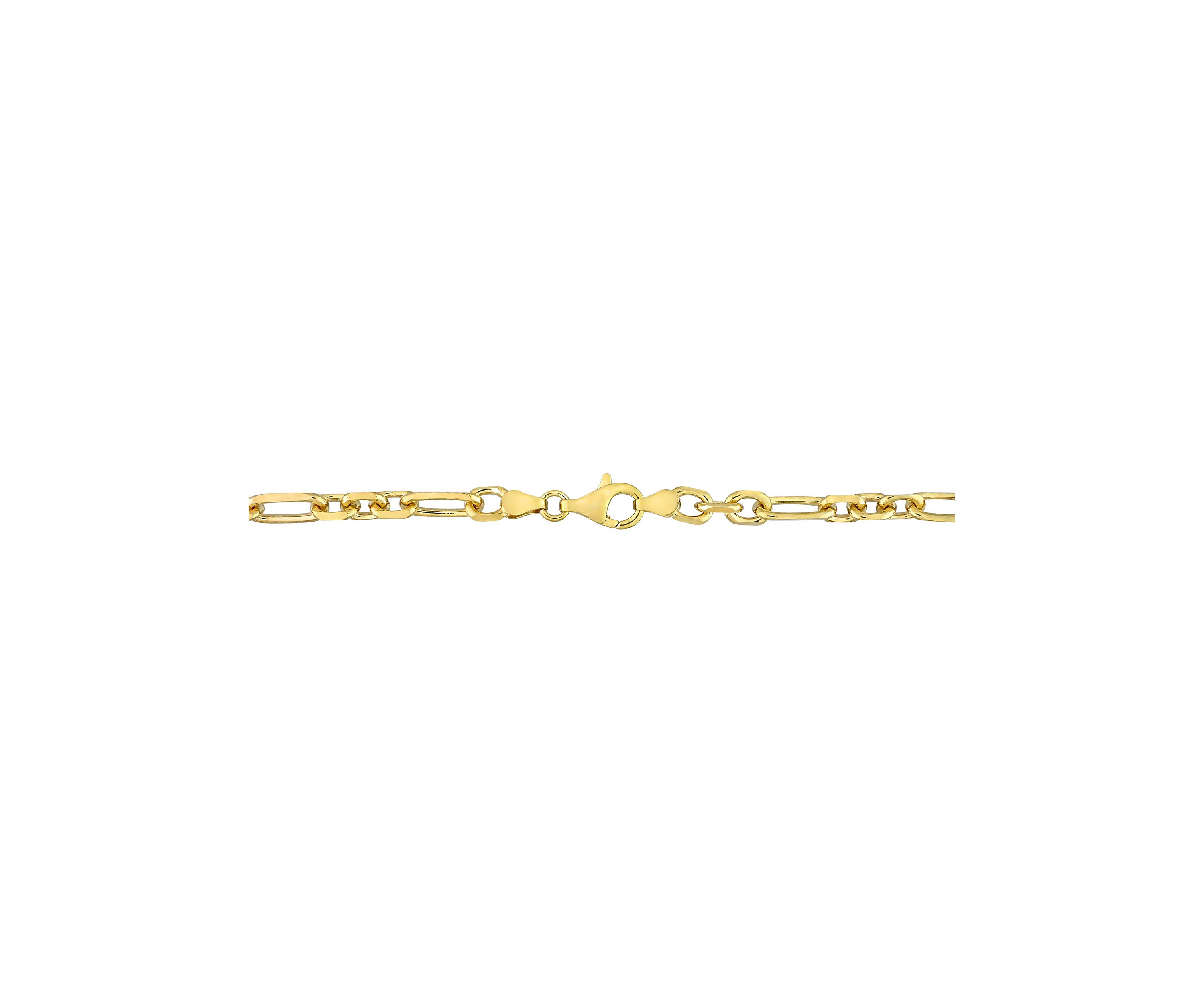 18k Yellow Gold Plated Sterling Silver 6mm Figaro Chain Bracelet, 9"
