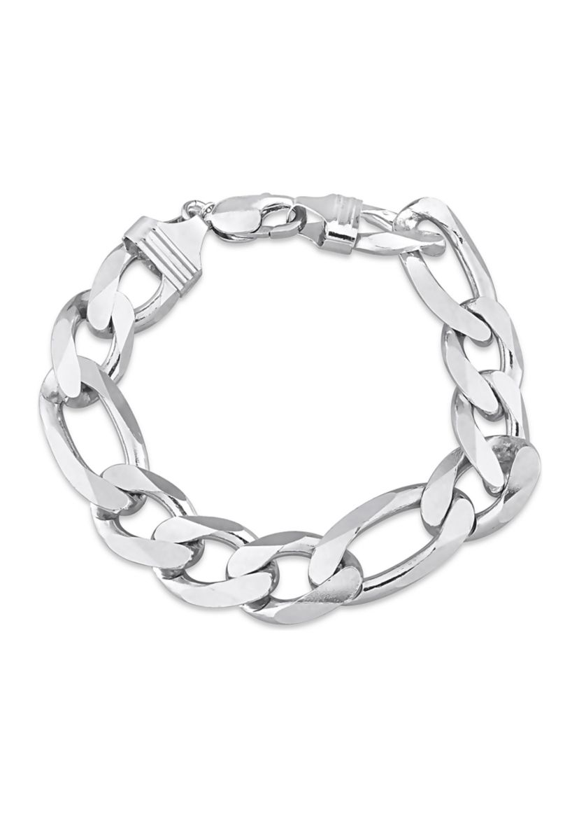 Sterling Silver 14.5mm Figaro Chain Bracelet, 9"