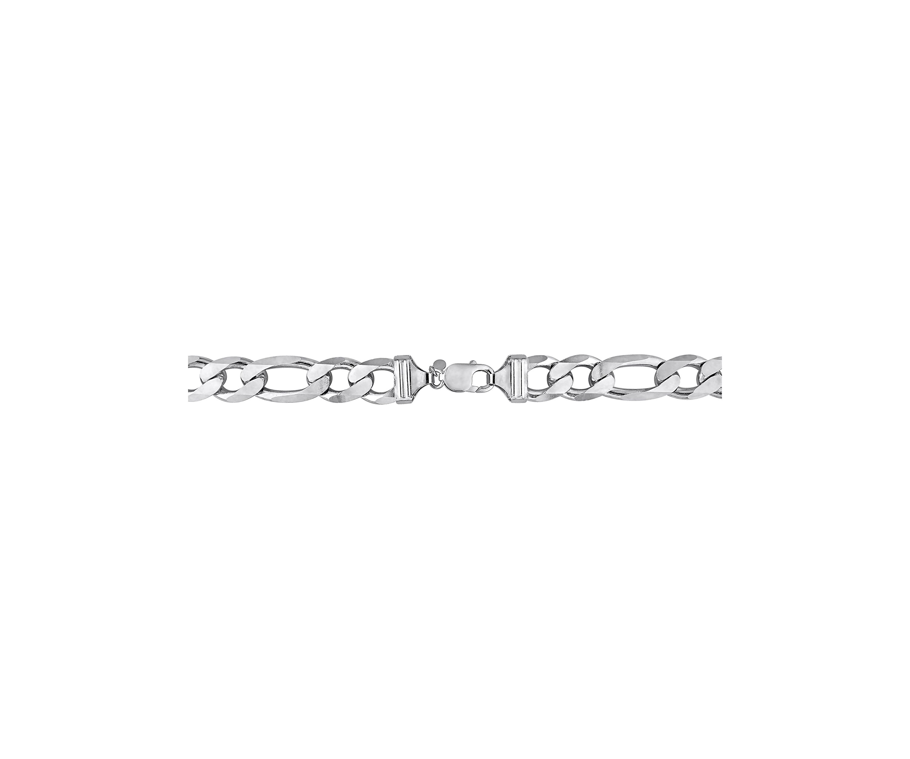 Sterling Silver 14.5mm Figaro Chain Bracelet, 9"