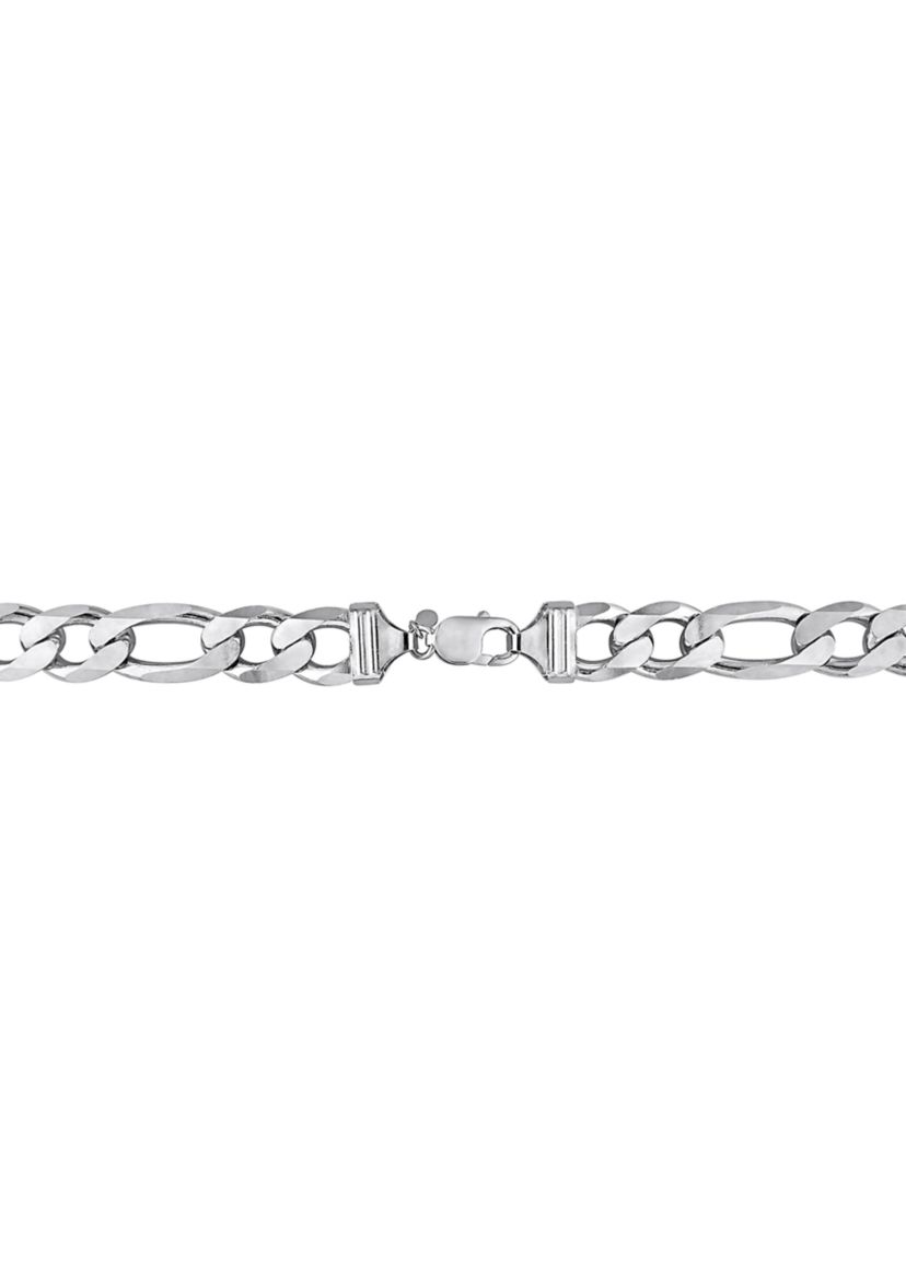 Sterling Silver 14.5mm Figaro Chain Bracelet, 9"