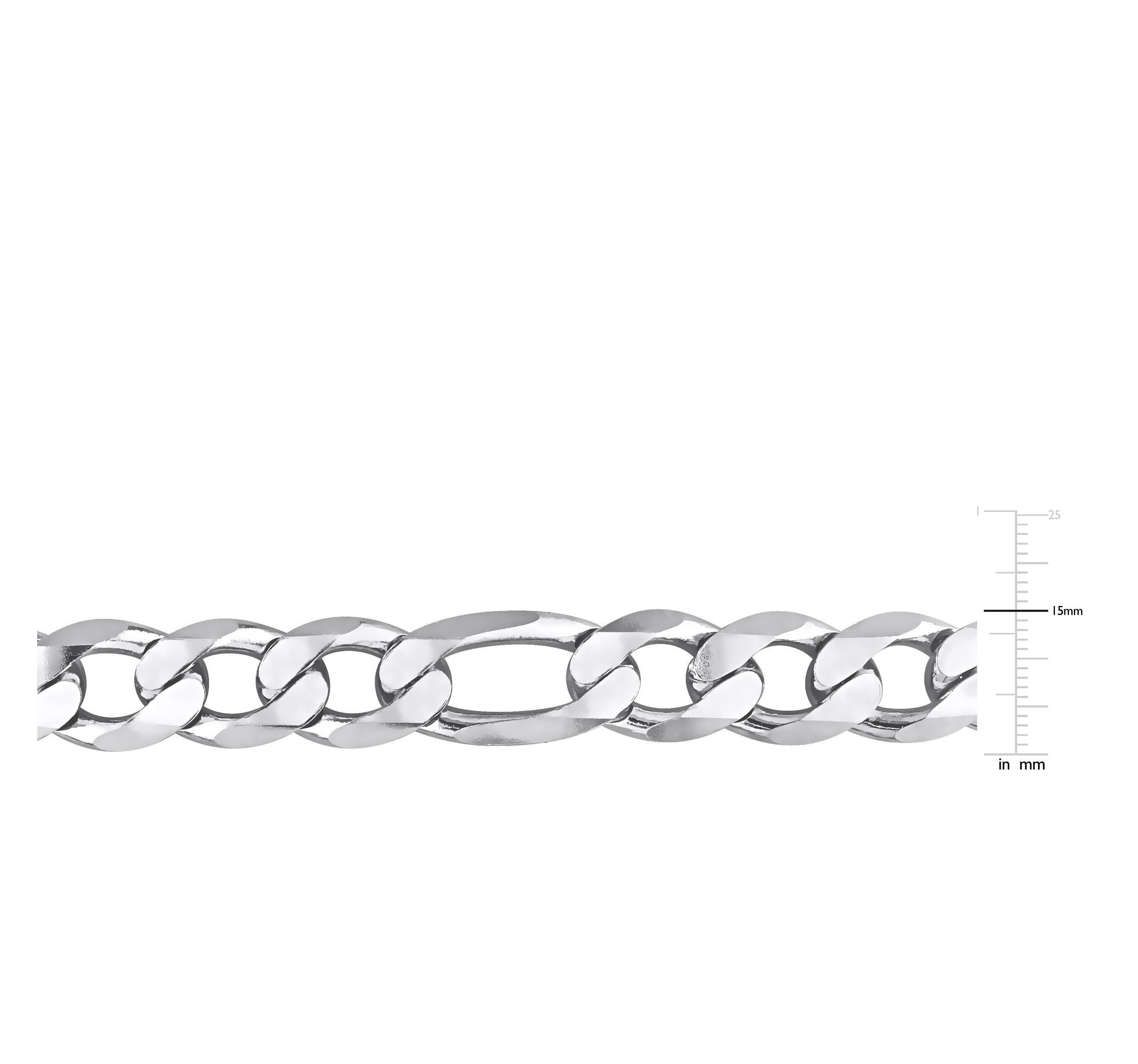 Sterling Silver 14.5mm Figaro Chain Bracelet, 9"