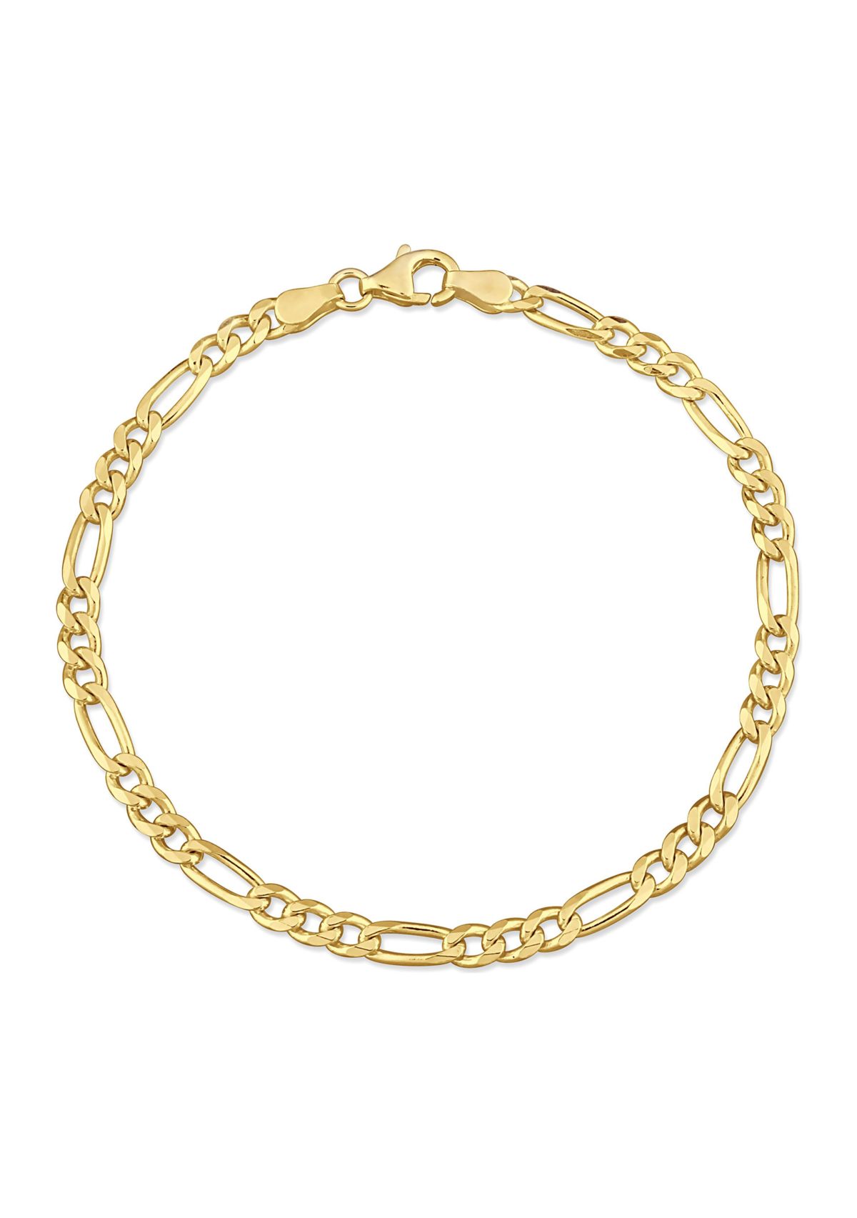 18k Yellow Gold Plated Sterling Silver 3.8mm Figaro Chain Bracelet, 7.5"