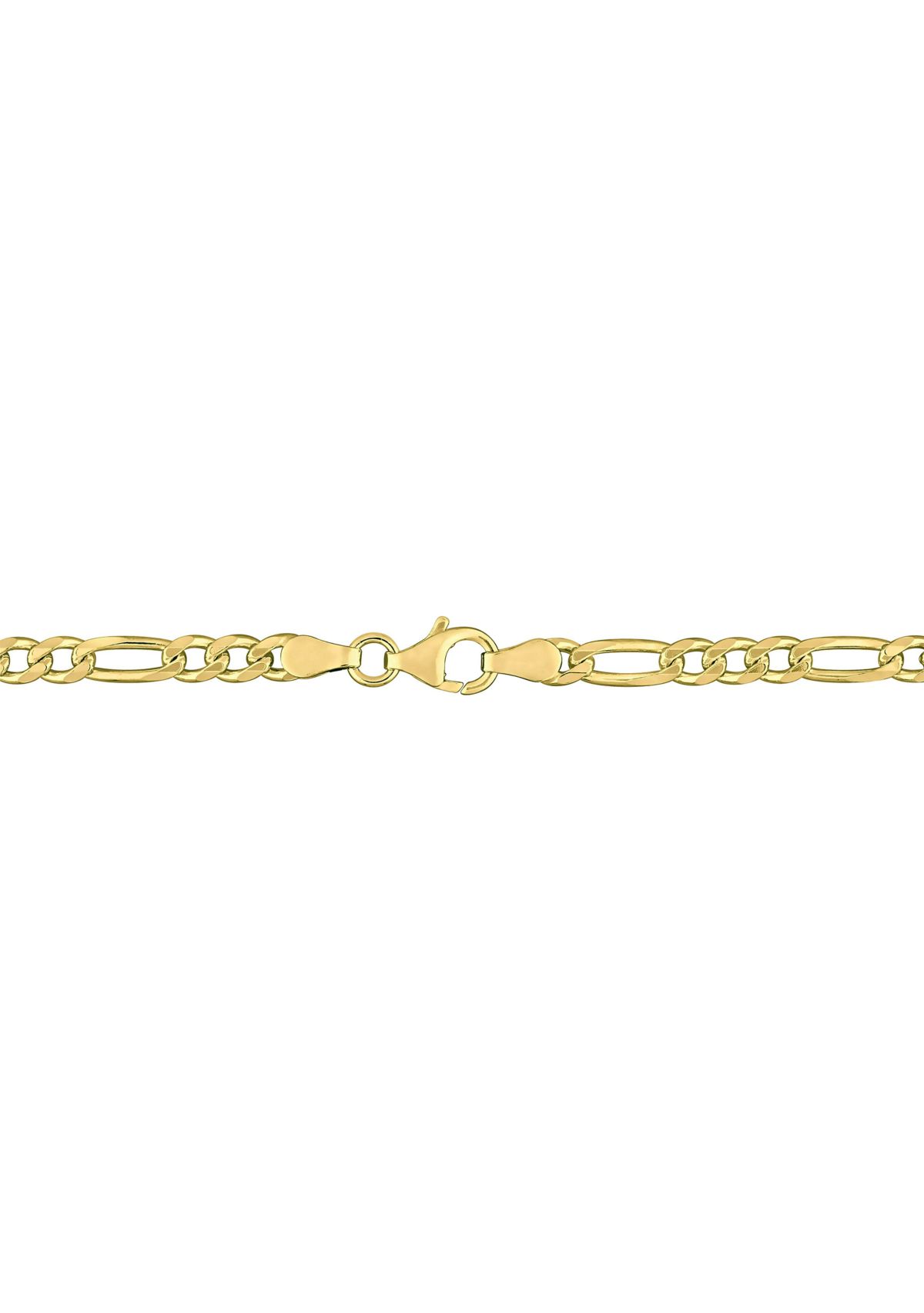 18k Yellow Gold Plated Sterling Silver 3.8mm Figaro Chain Bracelet, 7.5"