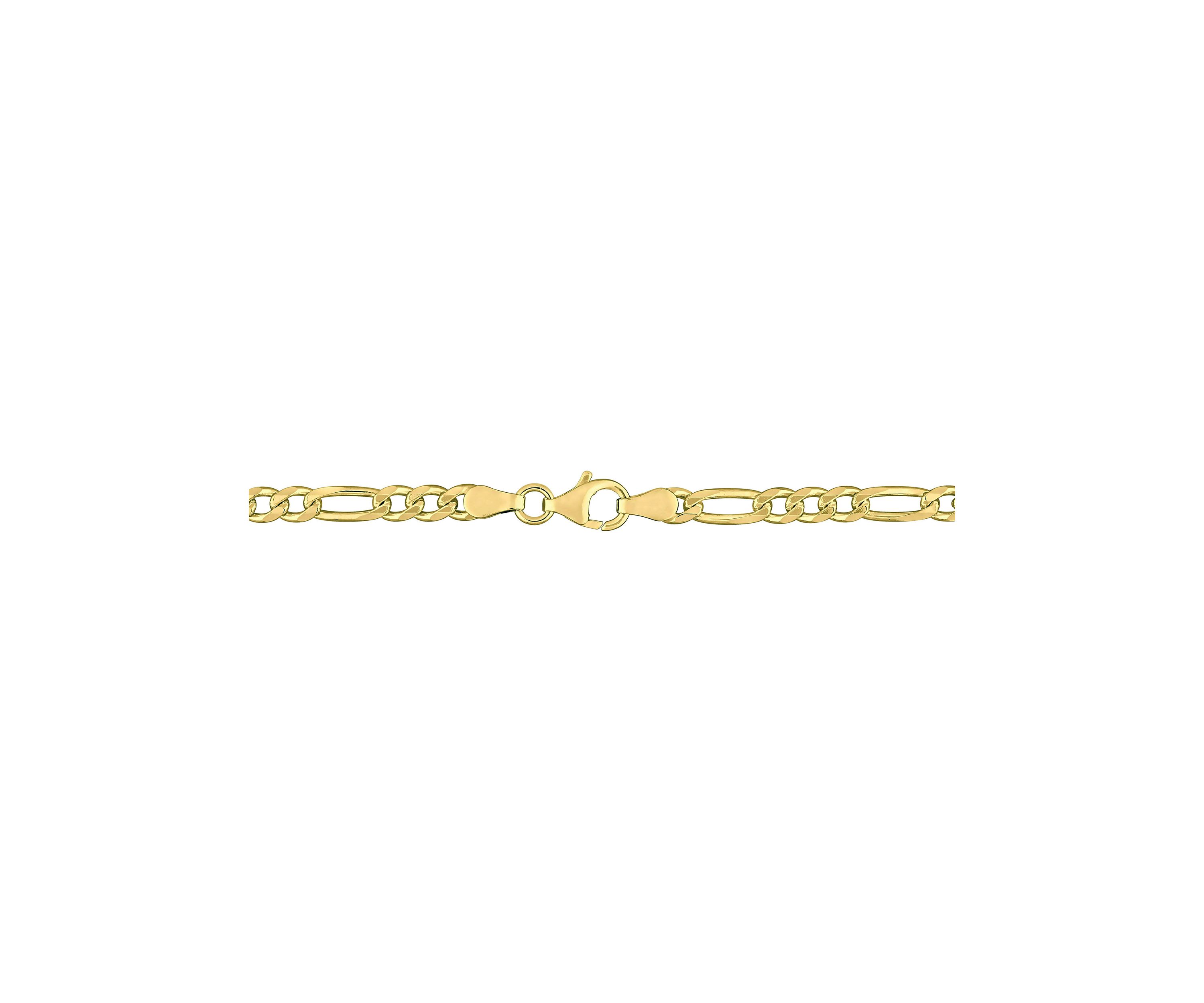 18k Yellow Gold Plated Sterling Silver 3.8mm Figaro Chain Bracelet, 7.5"