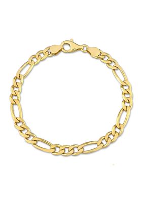 Haylee Jewels 18k Yellow Gold Plated Sterling Silver 5.5mm Figaro Chain Bracelet, 7.5"
