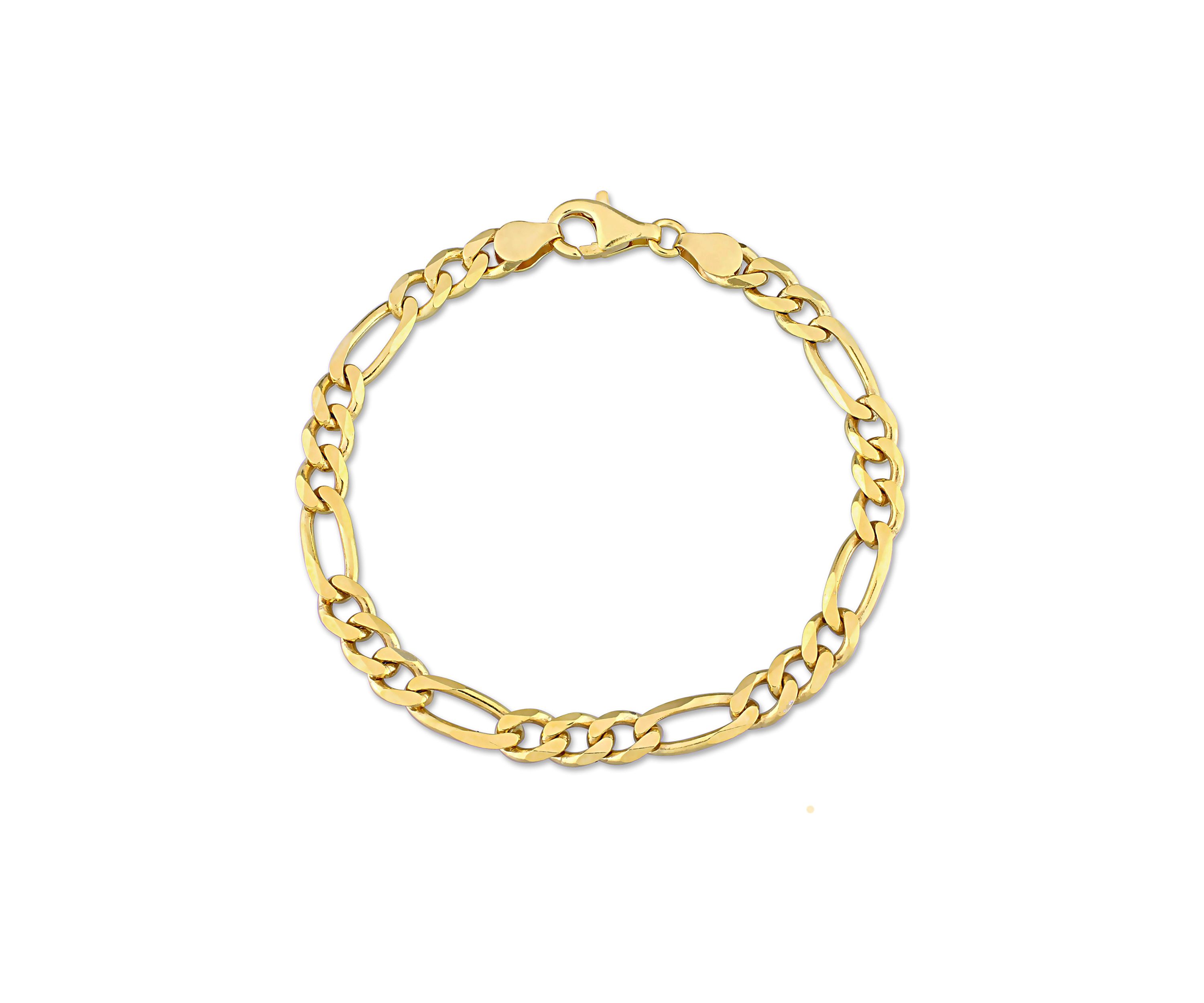 18k Yellow Gold Plated Sterling Silver 5.5mm Figaro Chain Bracelet, 7.5"
