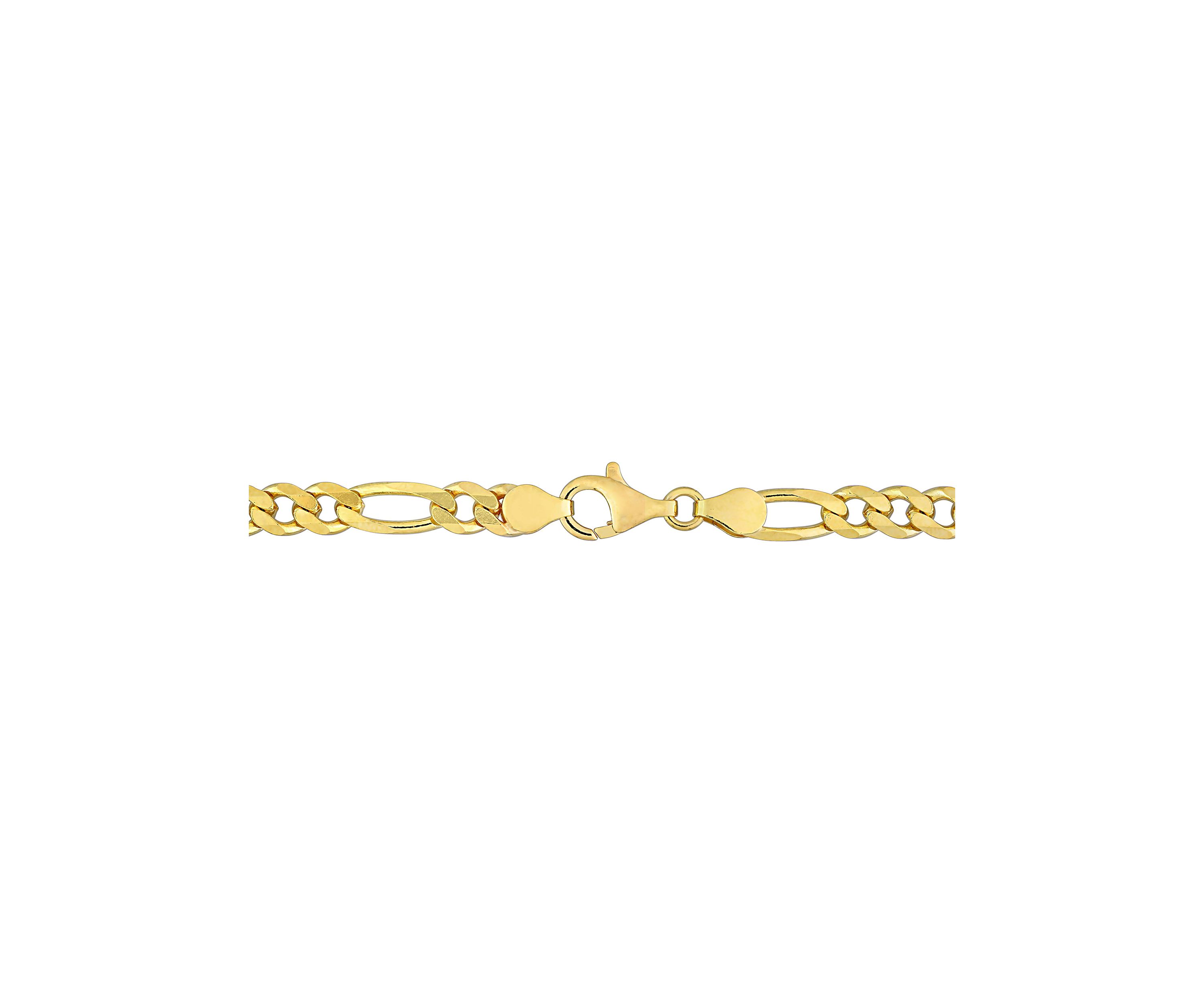 18k Yellow Gold Plated Sterling Silver 5.5mm Figaro Chain Bracelet, 7.5"