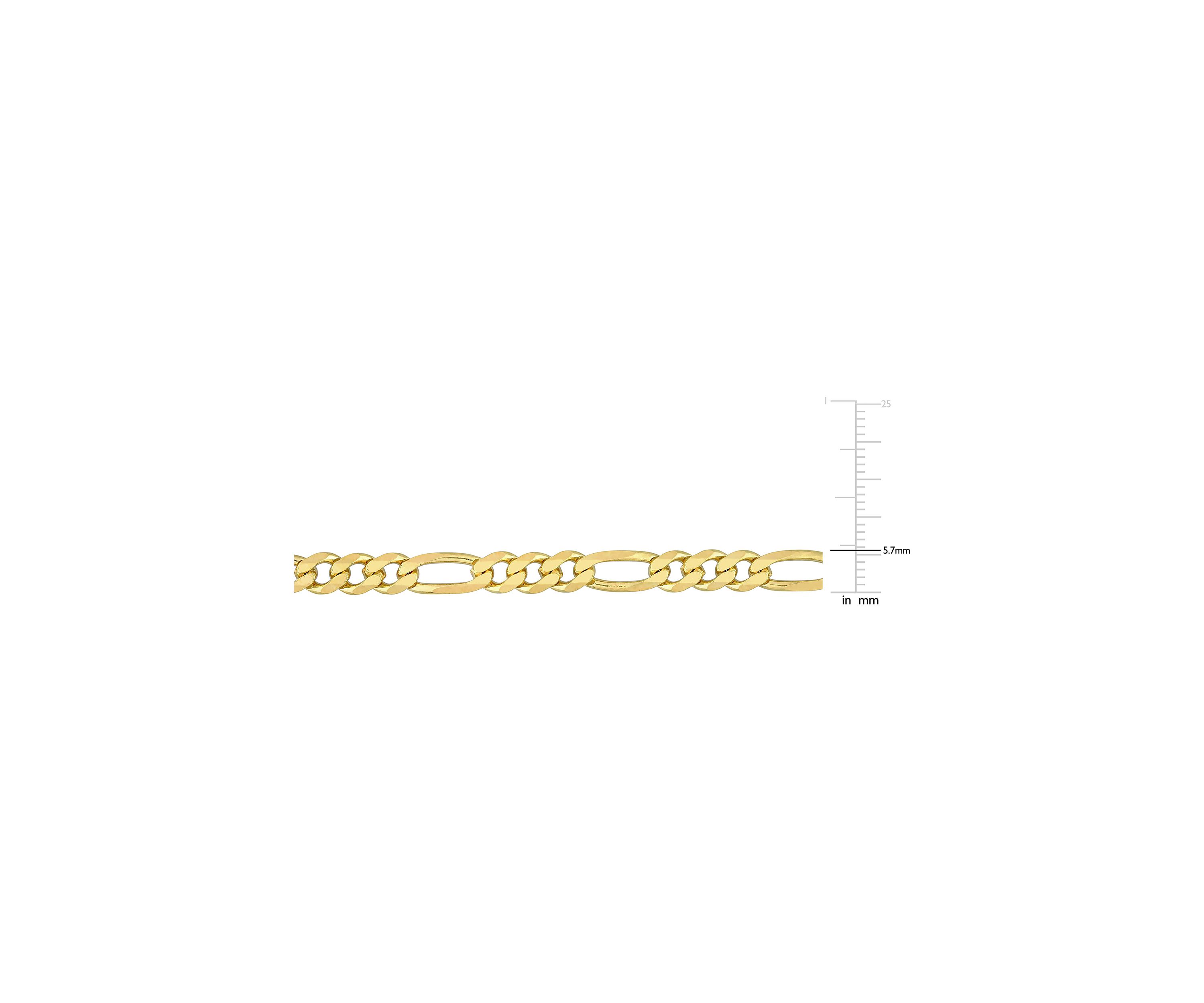 18k Yellow Gold Plated Sterling Silver 5.5mm Figaro Chain Bracelet, 7.5"