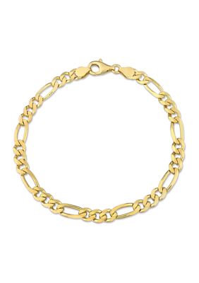Haylee Jewels Yellow Flash Plated Sterling Silver 5.5mm Figaro Chain Bracelet, 9"