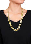 18k Yellow Gold Plated Sterling Silver 12.5 Millimeter Flat Curb Chain Necklace