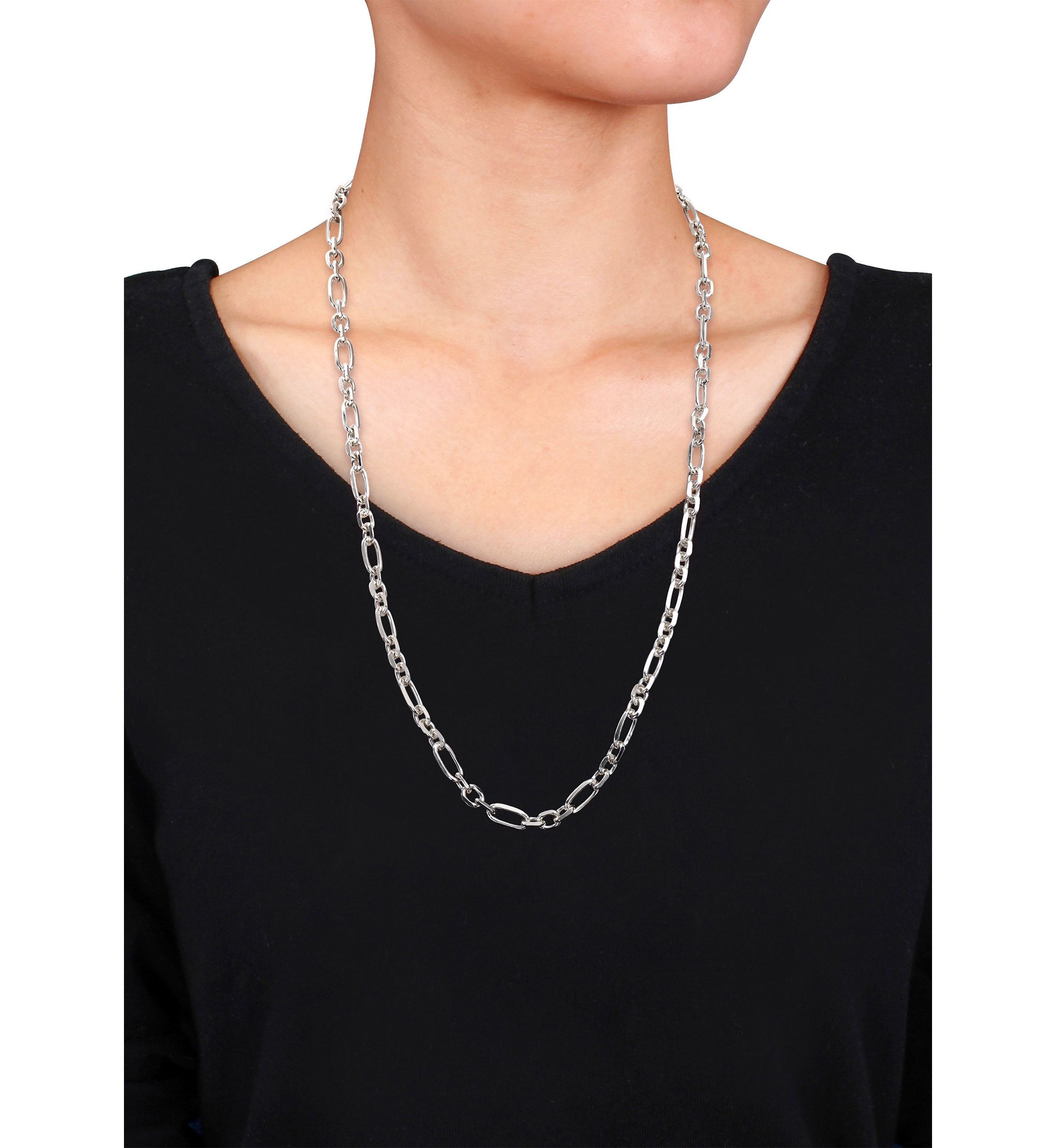 Sterling Silver 6mm Figaro Chain Necklace