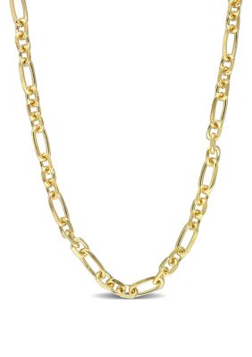 Belk & Co 18k Yellow Gold Plated Sterling Silver 6mm Figaro Chain Necklace, 24