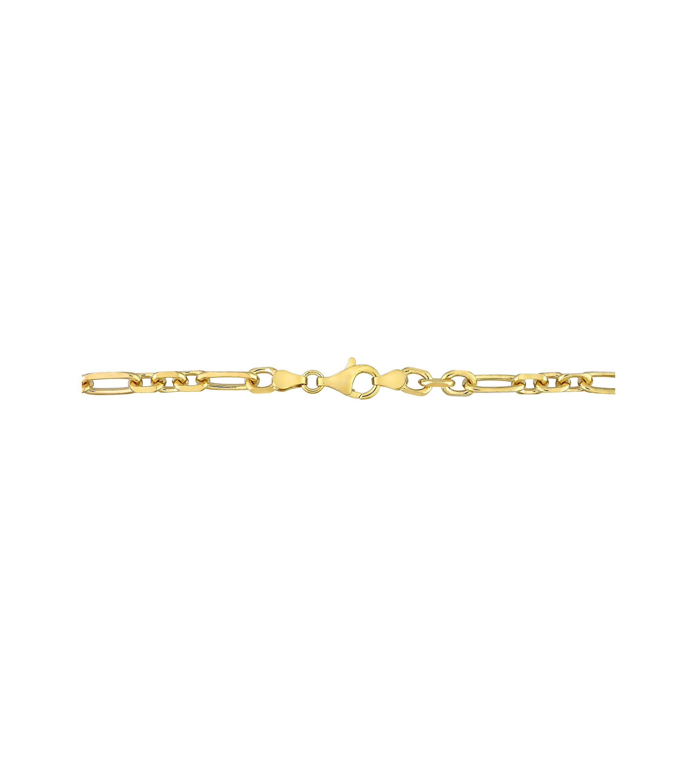 18k Yellow Gold Plated Sterling Silver 6mm Figaro Chain Necklace