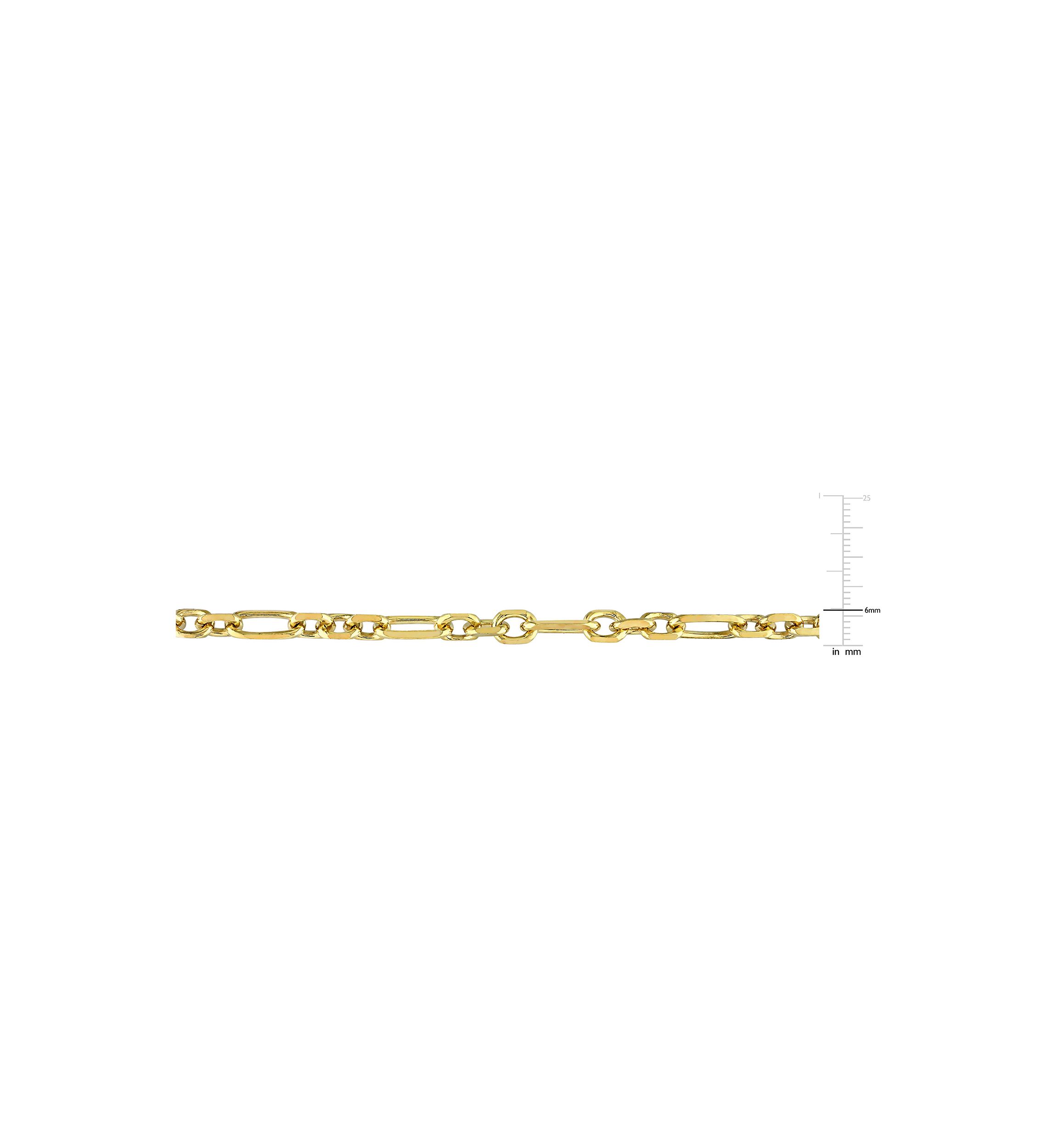 18k Yellow Gold Plated Sterling Silver 6mm Figaro Chain Necklace