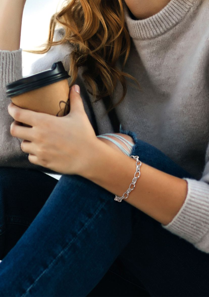 Sterling Silver Rolo Chain Bracelet, 7.5"