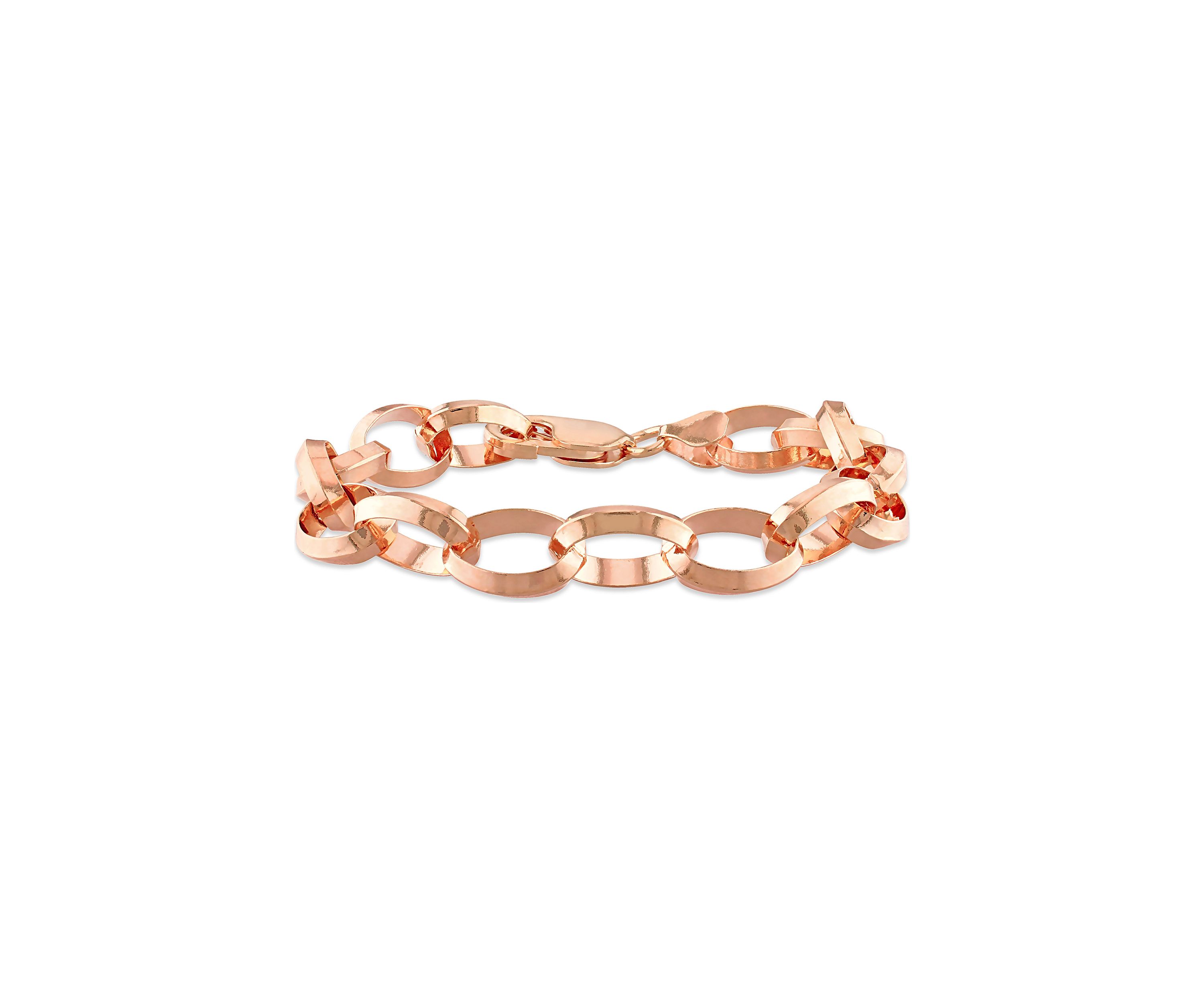 18k Rose Gold Plated Sterling Silver Rolo Chain Bracelet, 7.5"
