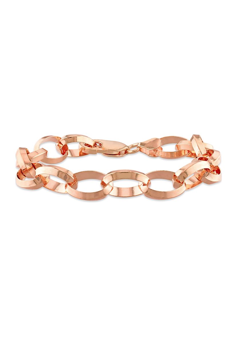 18k Rose Gold Plated Sterling Silver Rolo Chain Bracelet, 7.5"