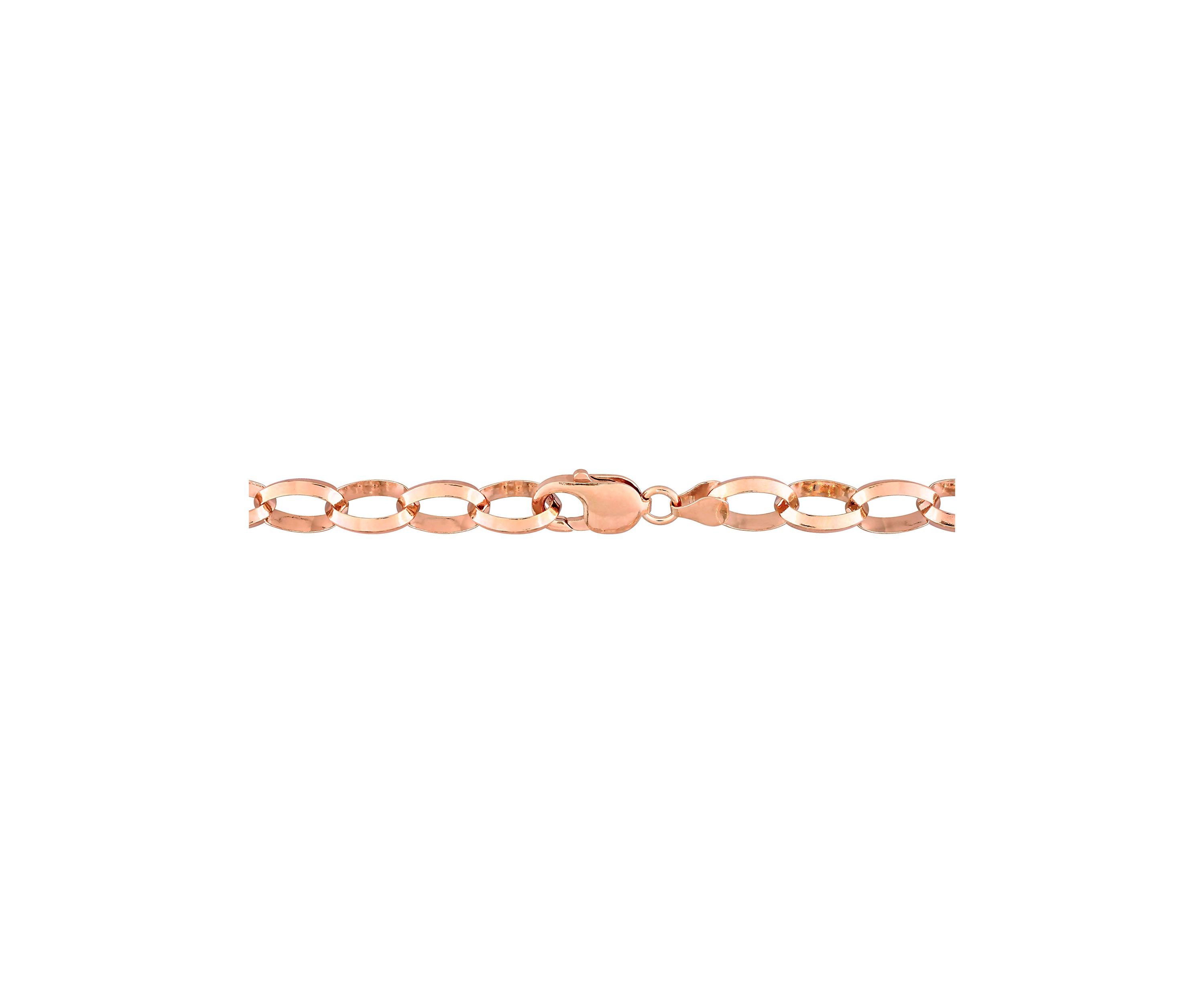 18k Rose Gold Plated Sterling Silver Rolo Chain Bracelet, 7.5"