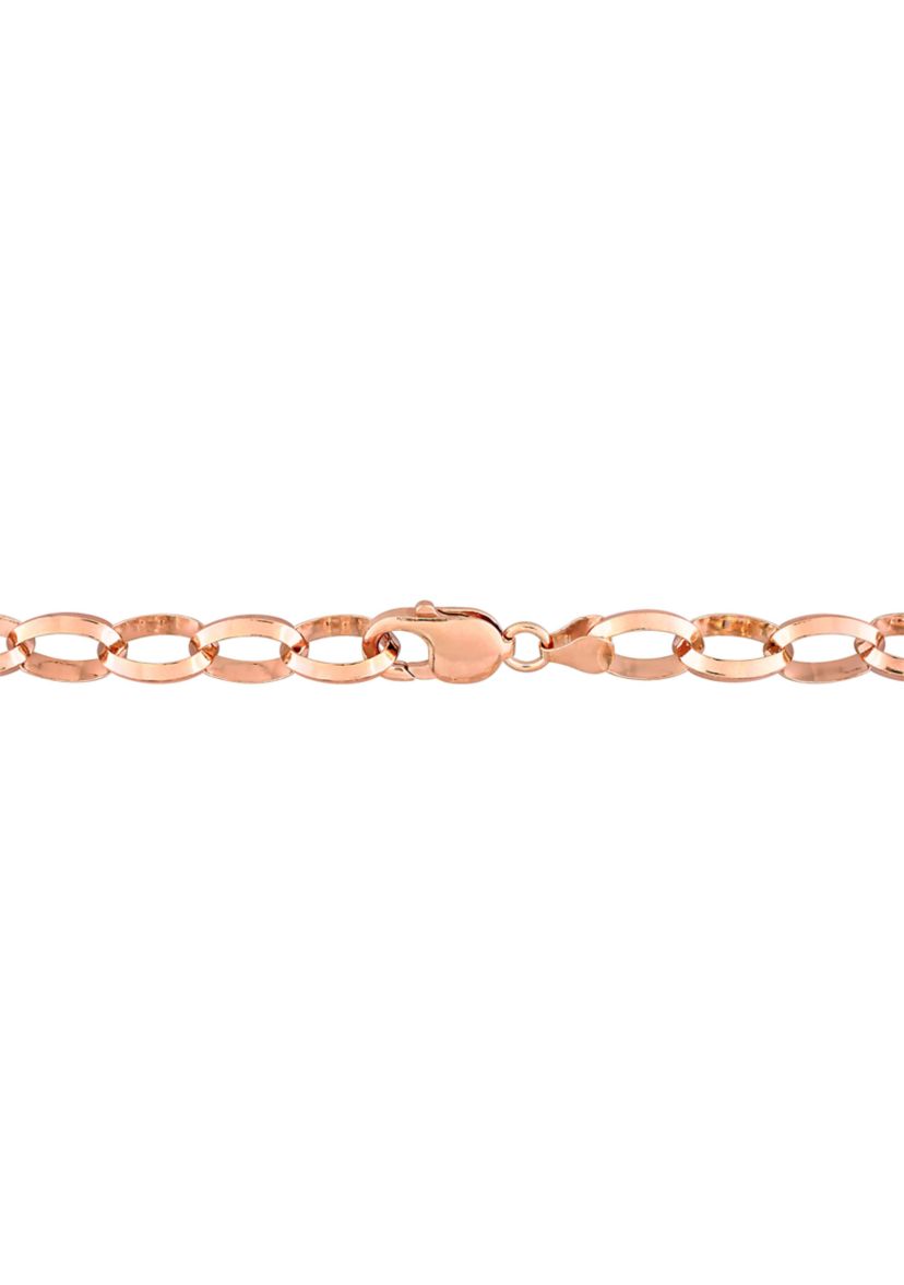 18k Rose Gold Plated Sterling Silver Rolo Chain Bracelet, 7.5"