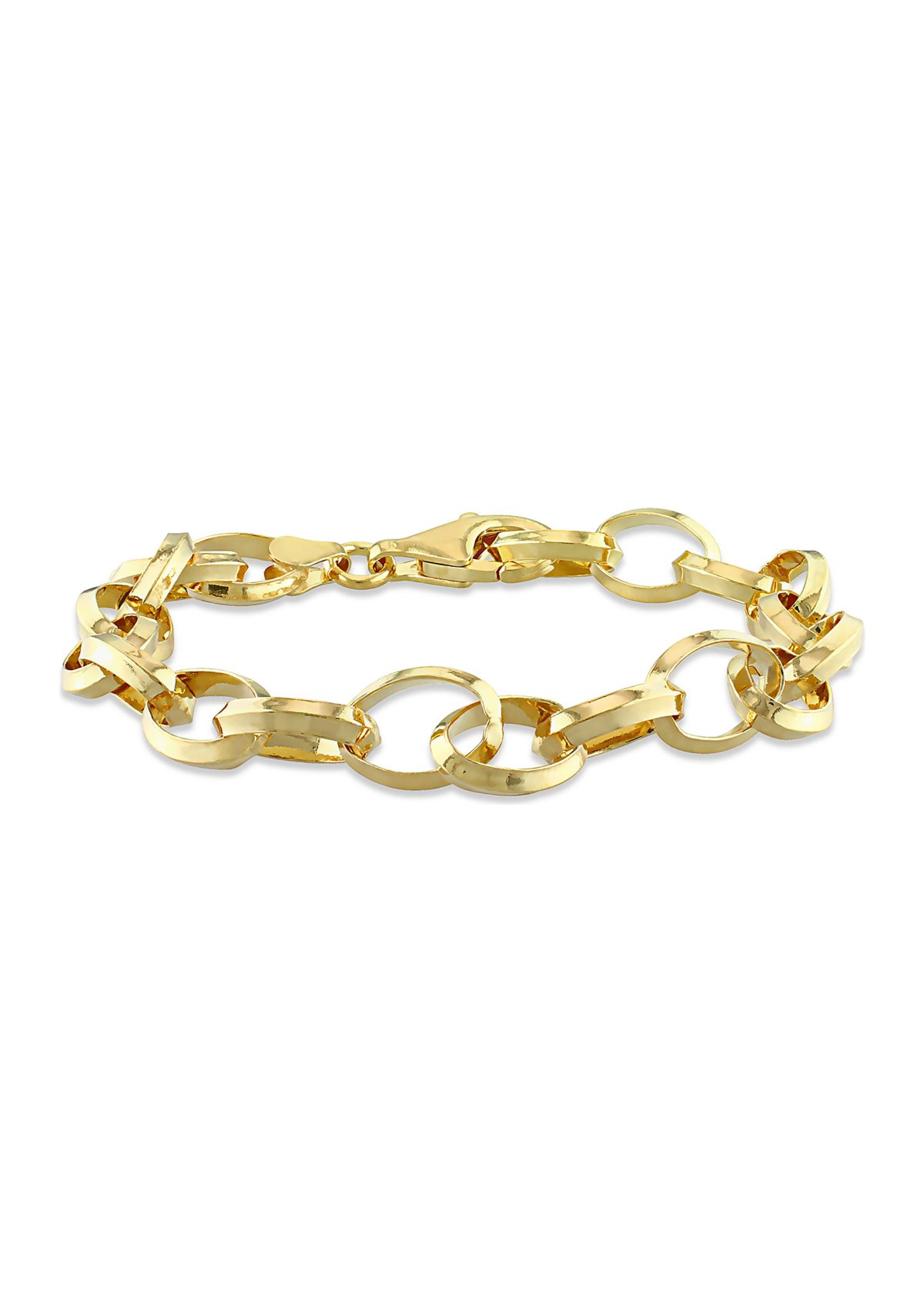 18k Yellow Gold Plated Sterling Silver Rolo Chain Bracelet, 7.5"