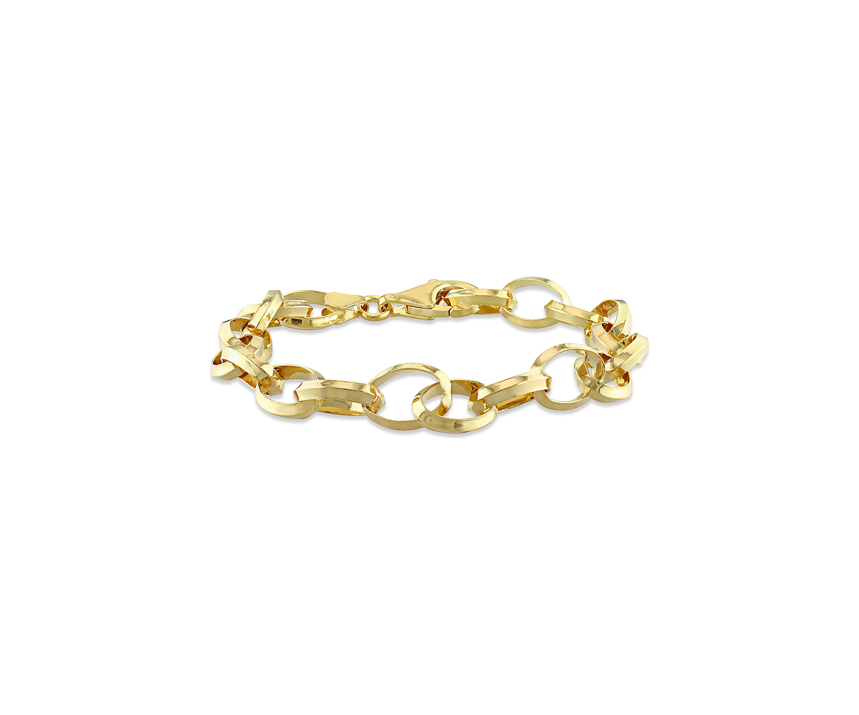 18k Yellow Gold Plated Sterling Silver Rolo Chain Bracelet, 7.5"