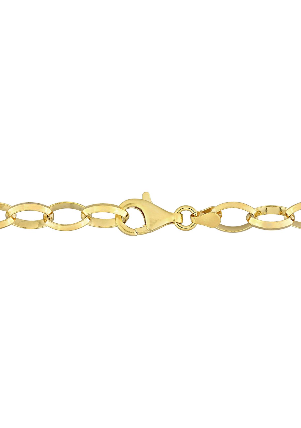 18k Yellow Gold Plated Sterling Silver Rolo Chain Bracelet, 7.5"