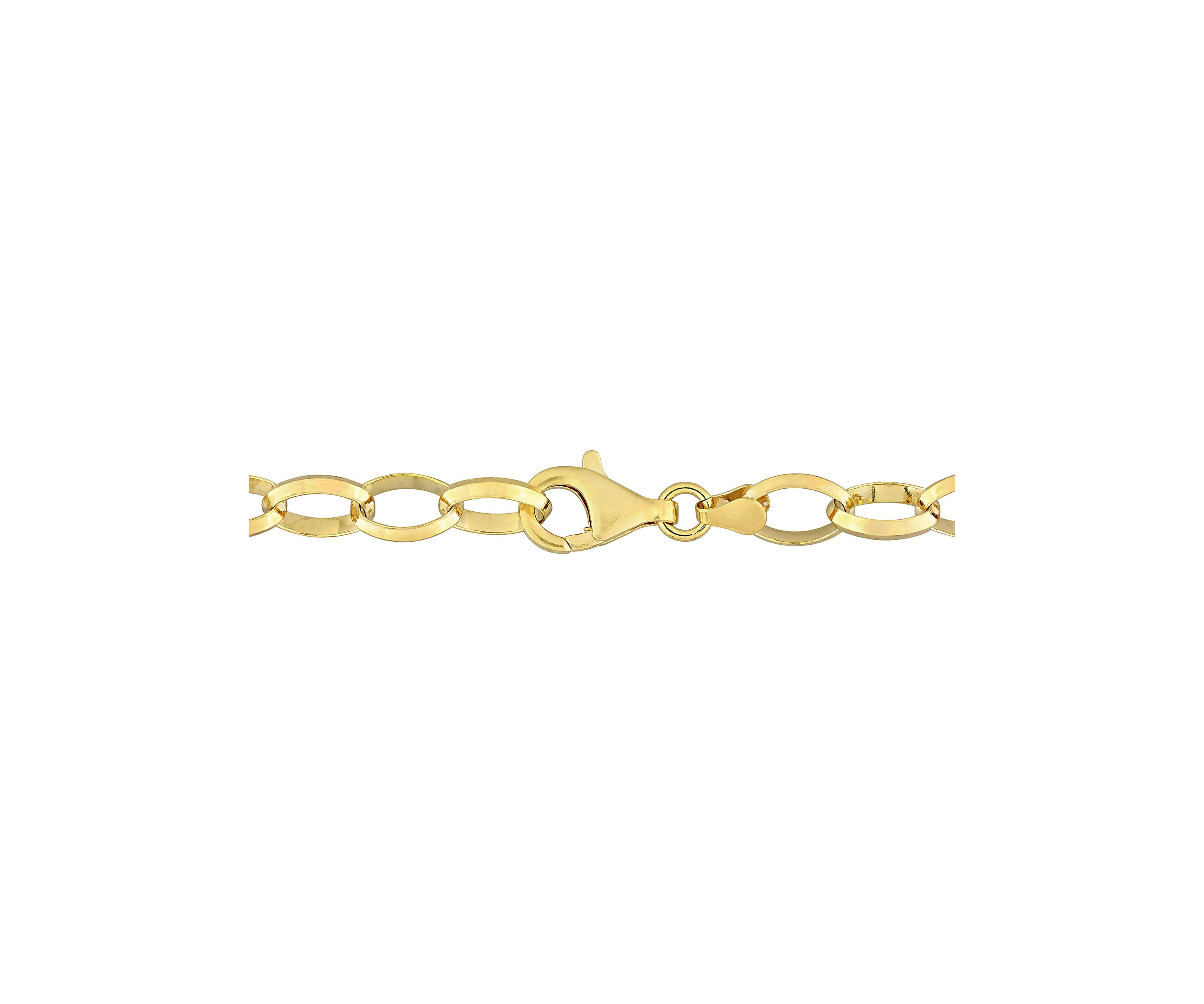 18k Yellow Gold Plated Sterling Silver Rolo Chain Bracelet, 7.5"