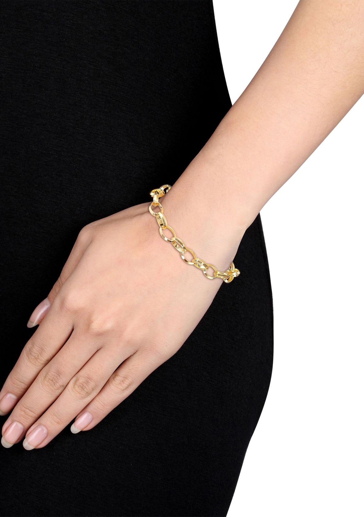 18k Yellow Gold Plated Sterling Silver Rolo Chain Bracelet, 7.5"