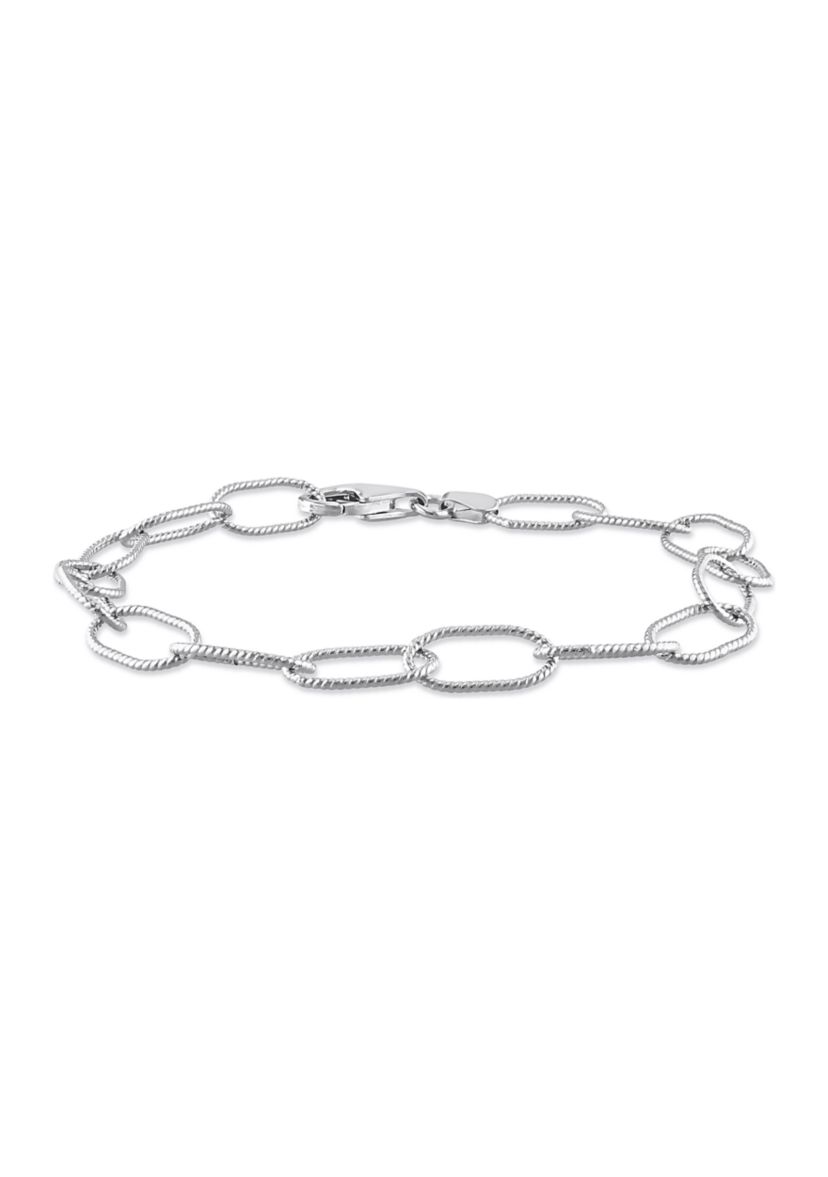 Sterling Silver Twisted Rolo Chain Bracelet, 7.5"