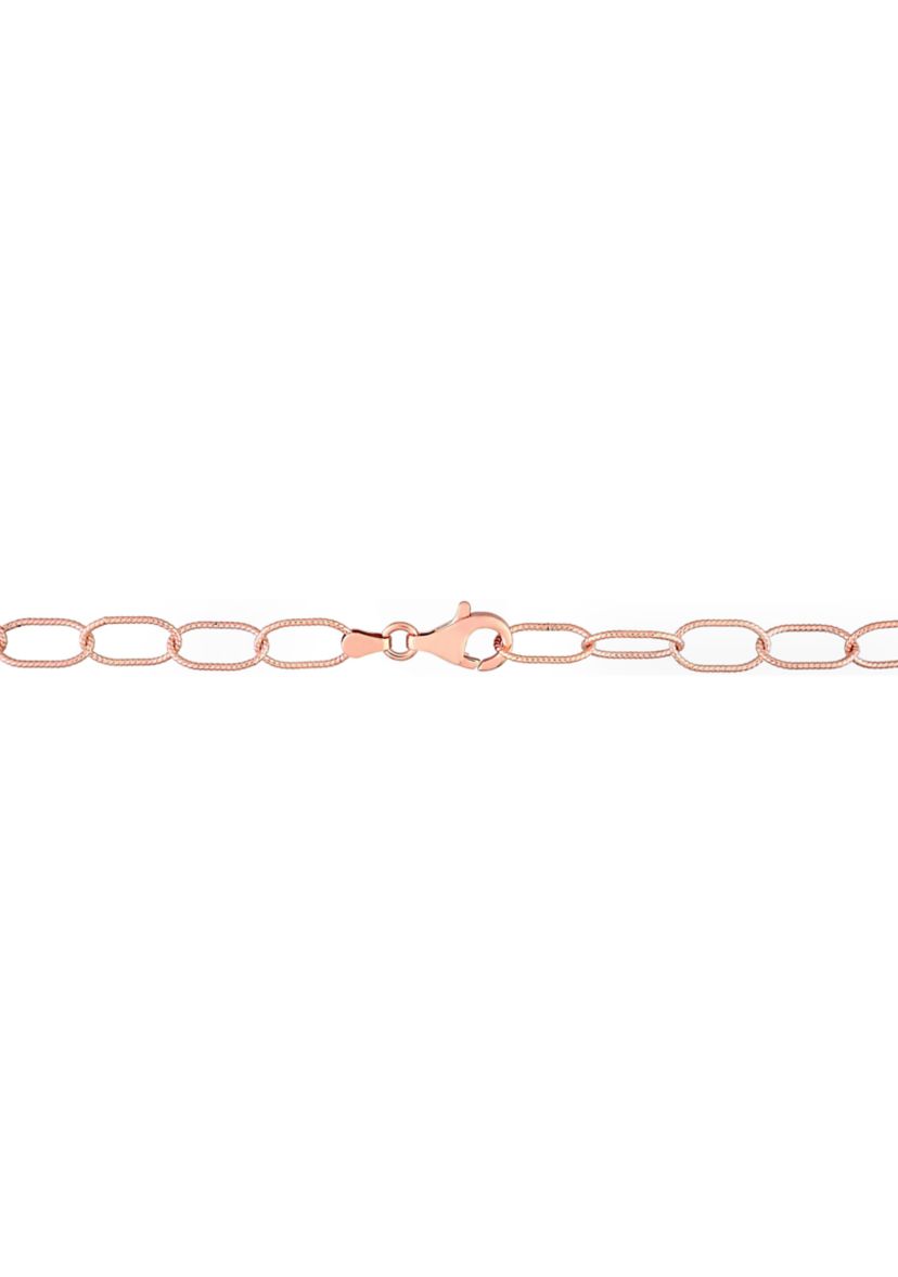 18k Rose Gold Plated Sterling Silver Twisted Rolo Chain Bracelet, 7.5"