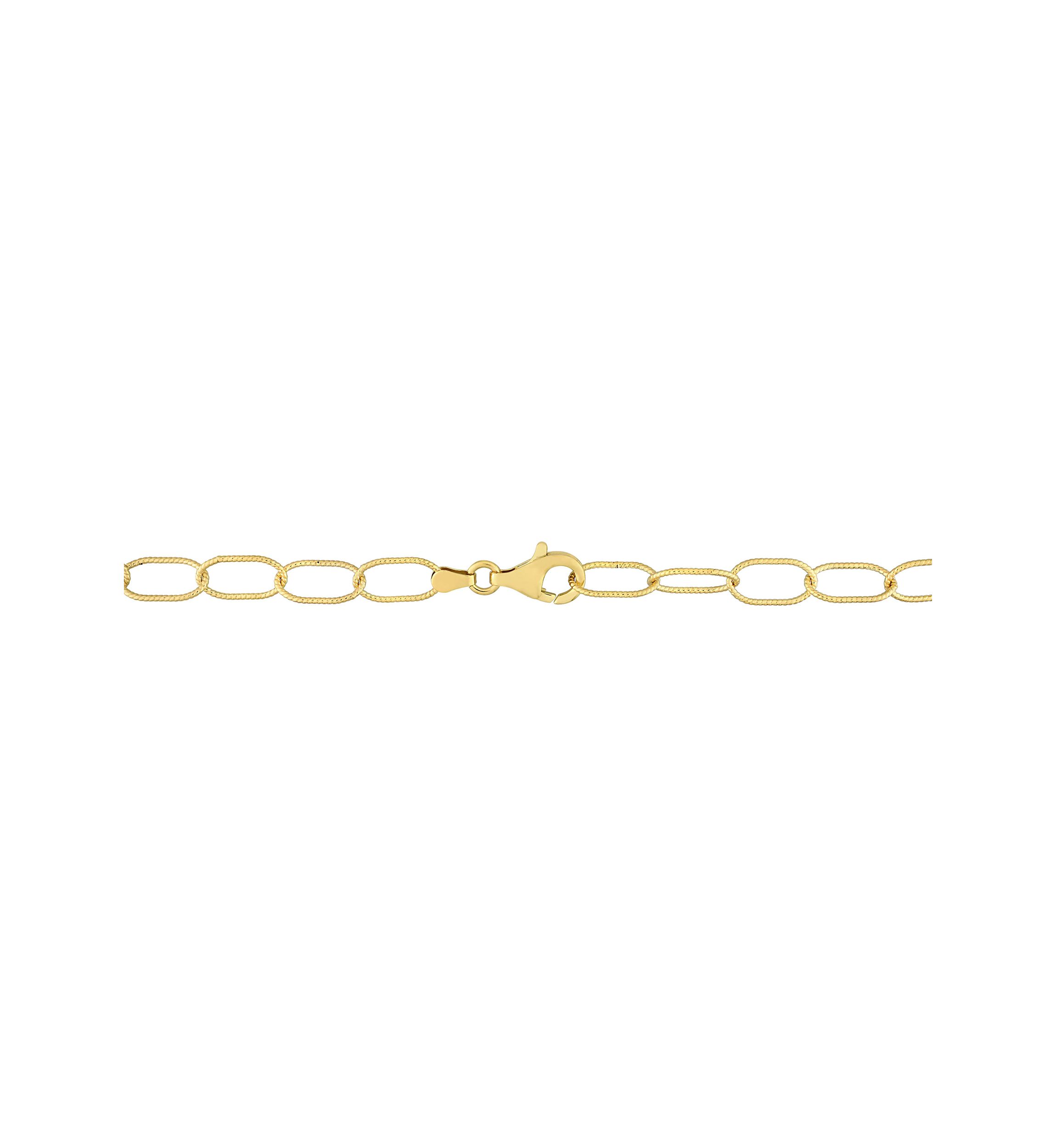 18k Yellow Gold Plated Sterling Silver Twisted Rolo Chain Bracelet, 7.5"