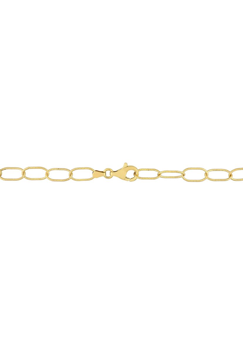 18k Yellow Gold Plated Sterling Silver Twisted Rolo Chain Bracelet, 7.5"