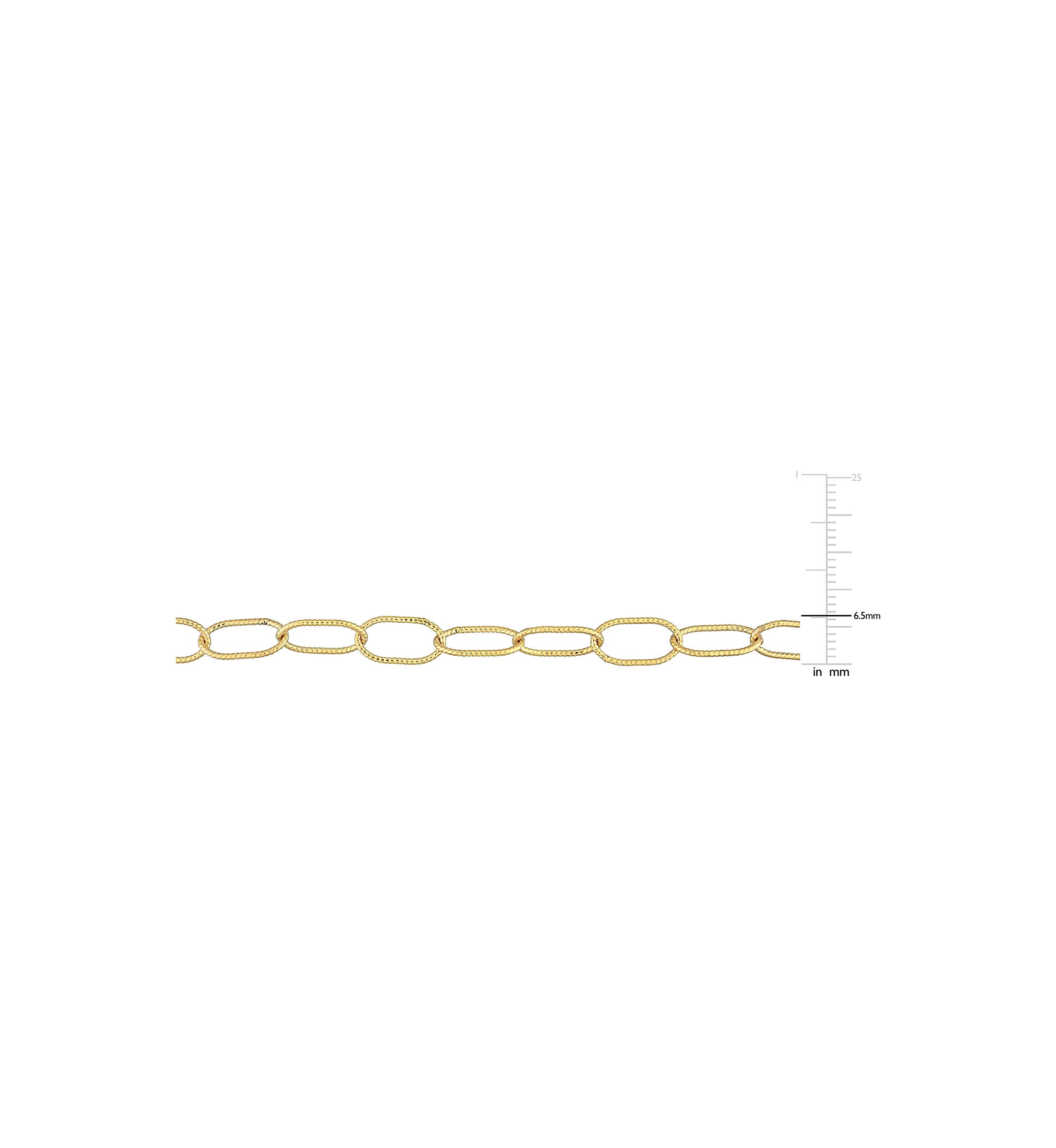 18k Yellow Gold Plated Sterling Silver Twisted Rolo Chain Bracelet, 7.5"
