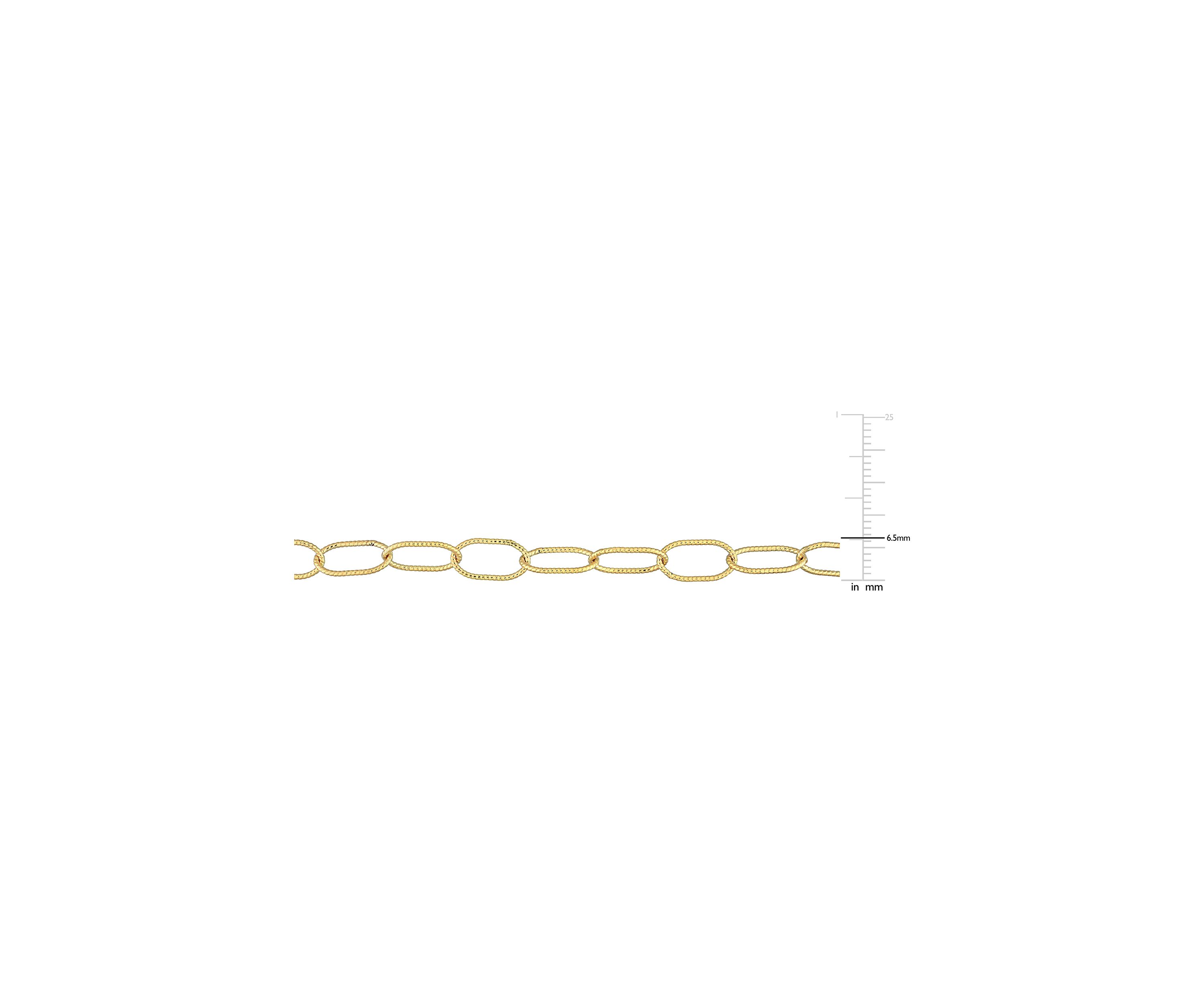 18k Yellow Gold Plated Sterling Silver Twisted Rolo Chain Bracelet, 7.5"