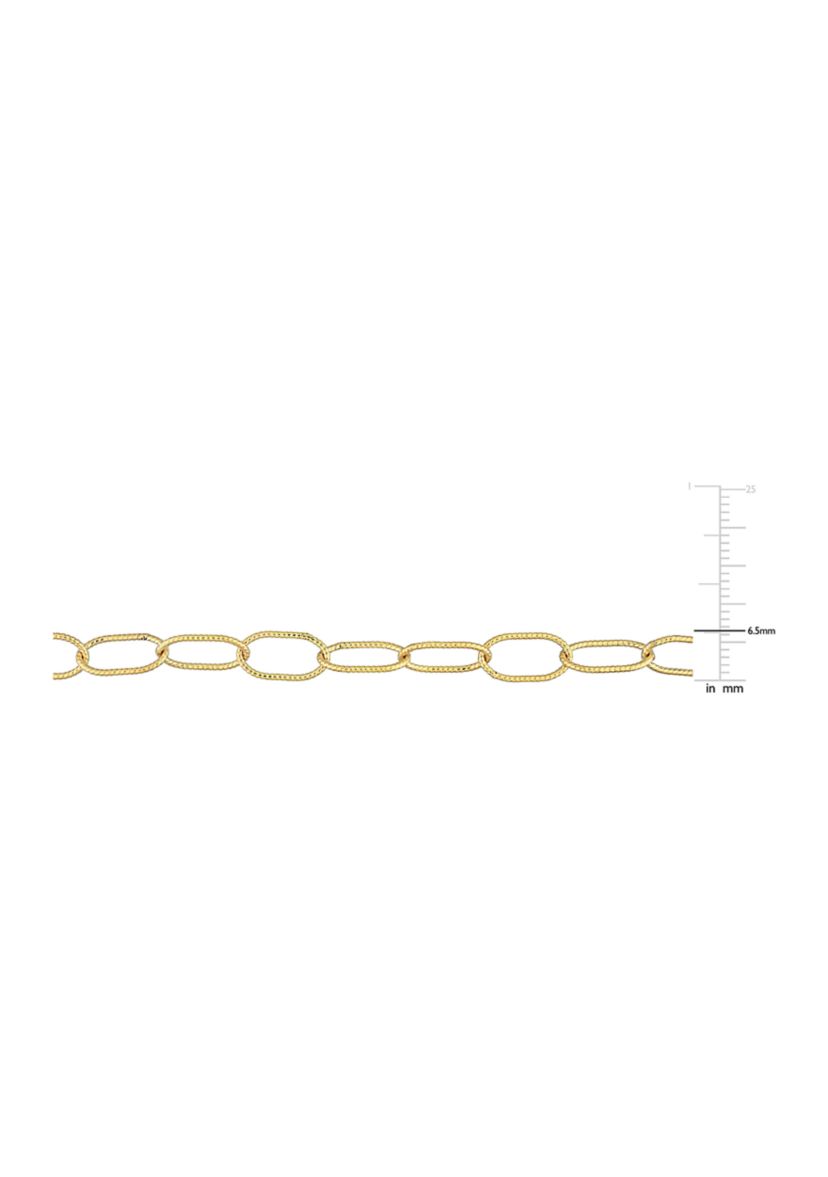 18k Yellow Gold Plated Sterling Silver Twisted Rolo Chain Bracelet, 7.5"