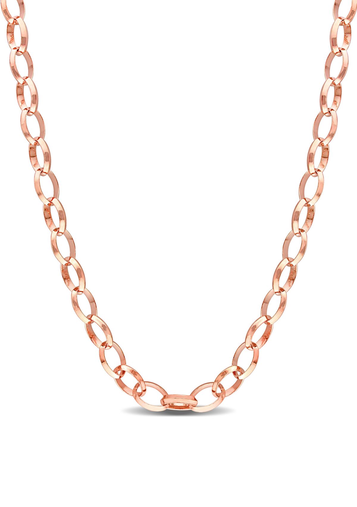 18k Rose Gold Plated Sterling Silver Rolo Chain Necklace