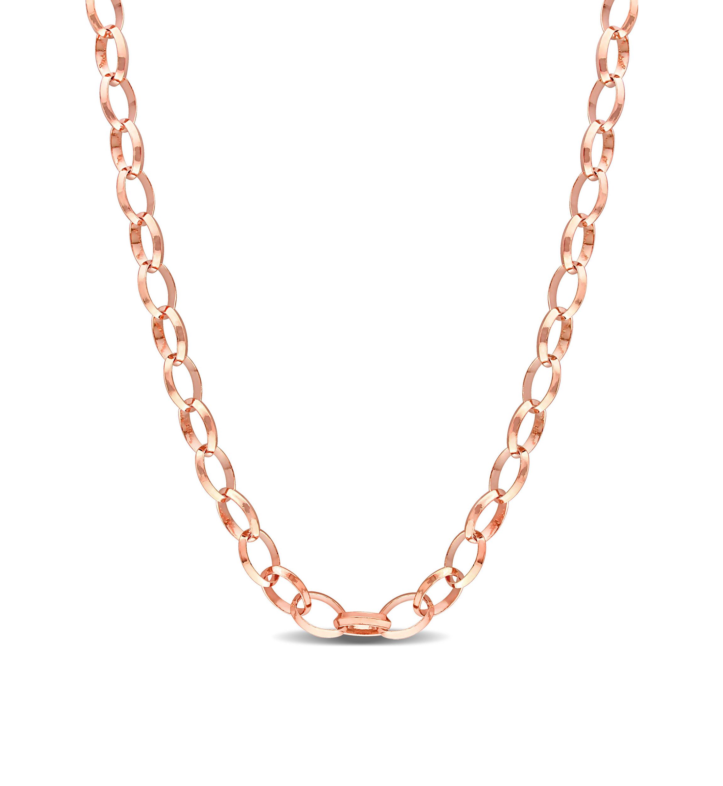18k Rose Gold Plated Sterling Silver Rolo Chain Necklace