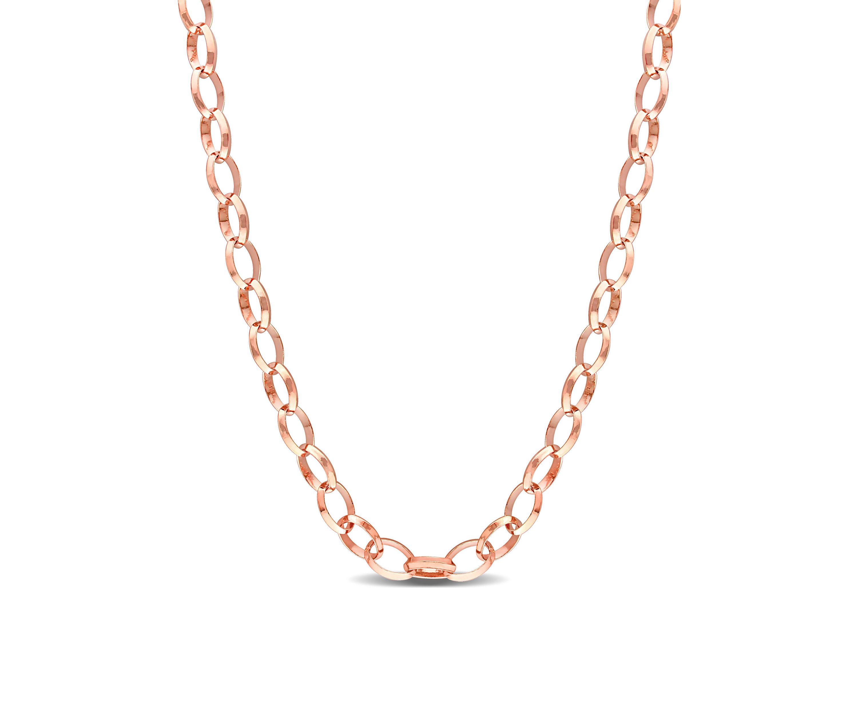 18k Rose Gold Plated Sterling Silver Rolo Chain Necklace