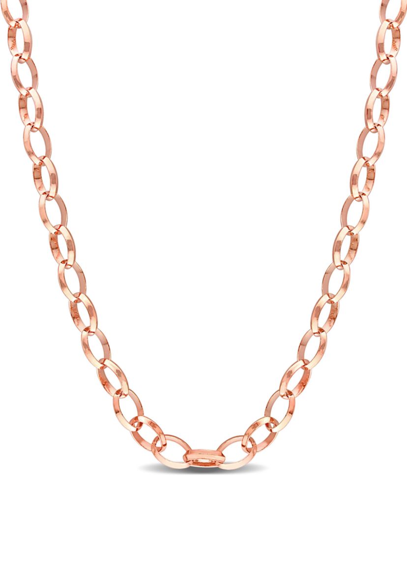 18k Rose Gold Plated Sterling Silver Rolo Chain Necklace