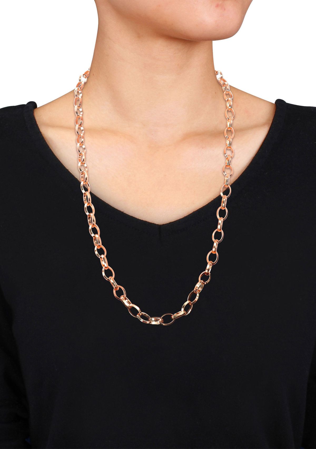 18k Rose Gold Plated Sterling Silver Rolo Chain Necklace